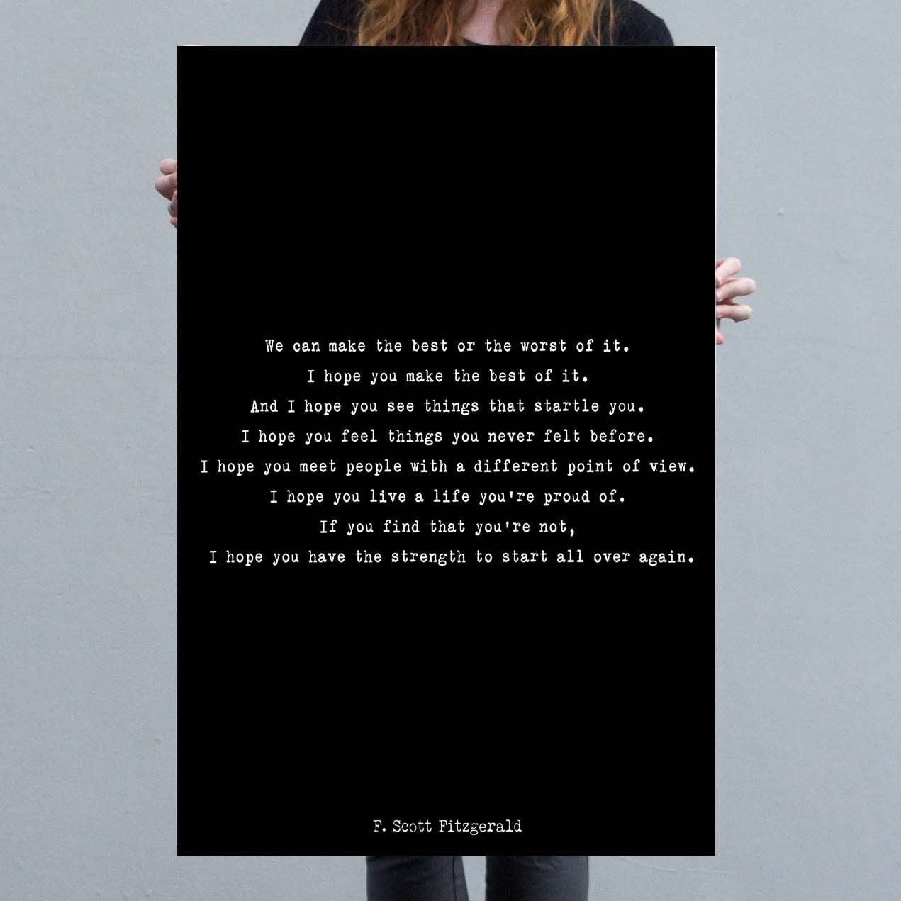 F Scott Fitzgerald Quote Canvas Art Print, Make The Best Of It Art Print
