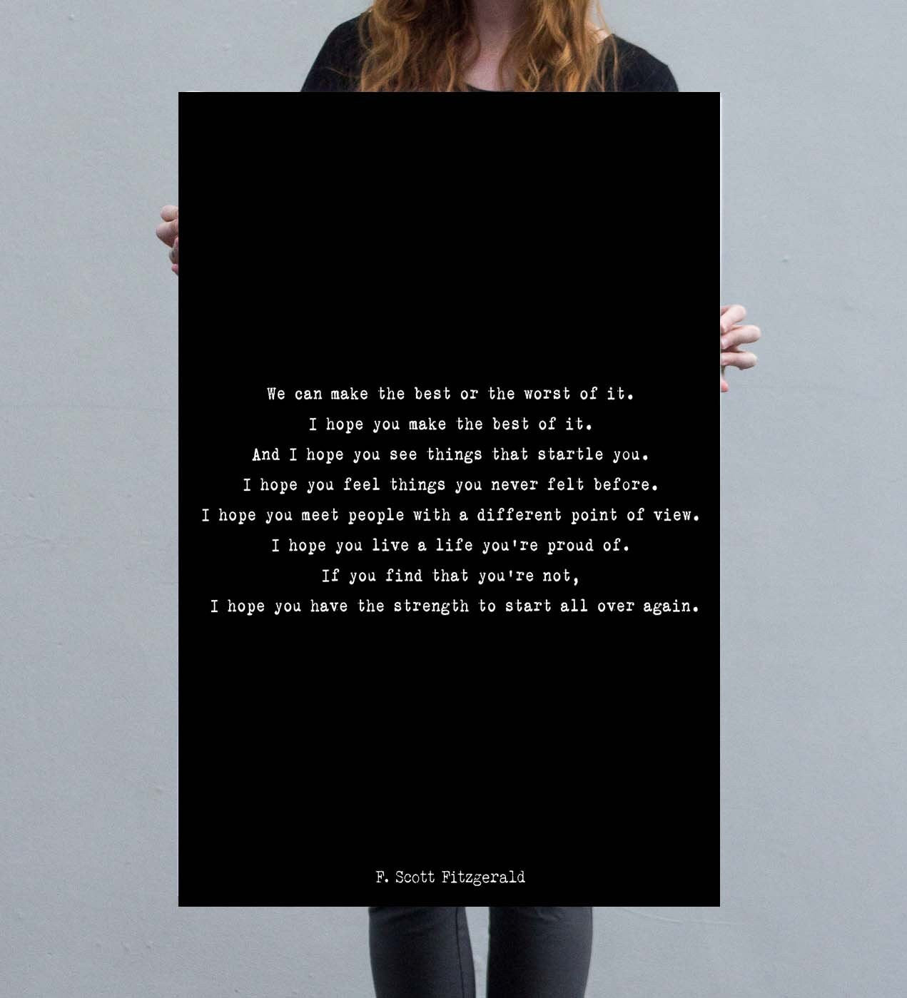 F Scott Fitzgerald Quote Canvas Art Print, Make The Best Of It Art Print