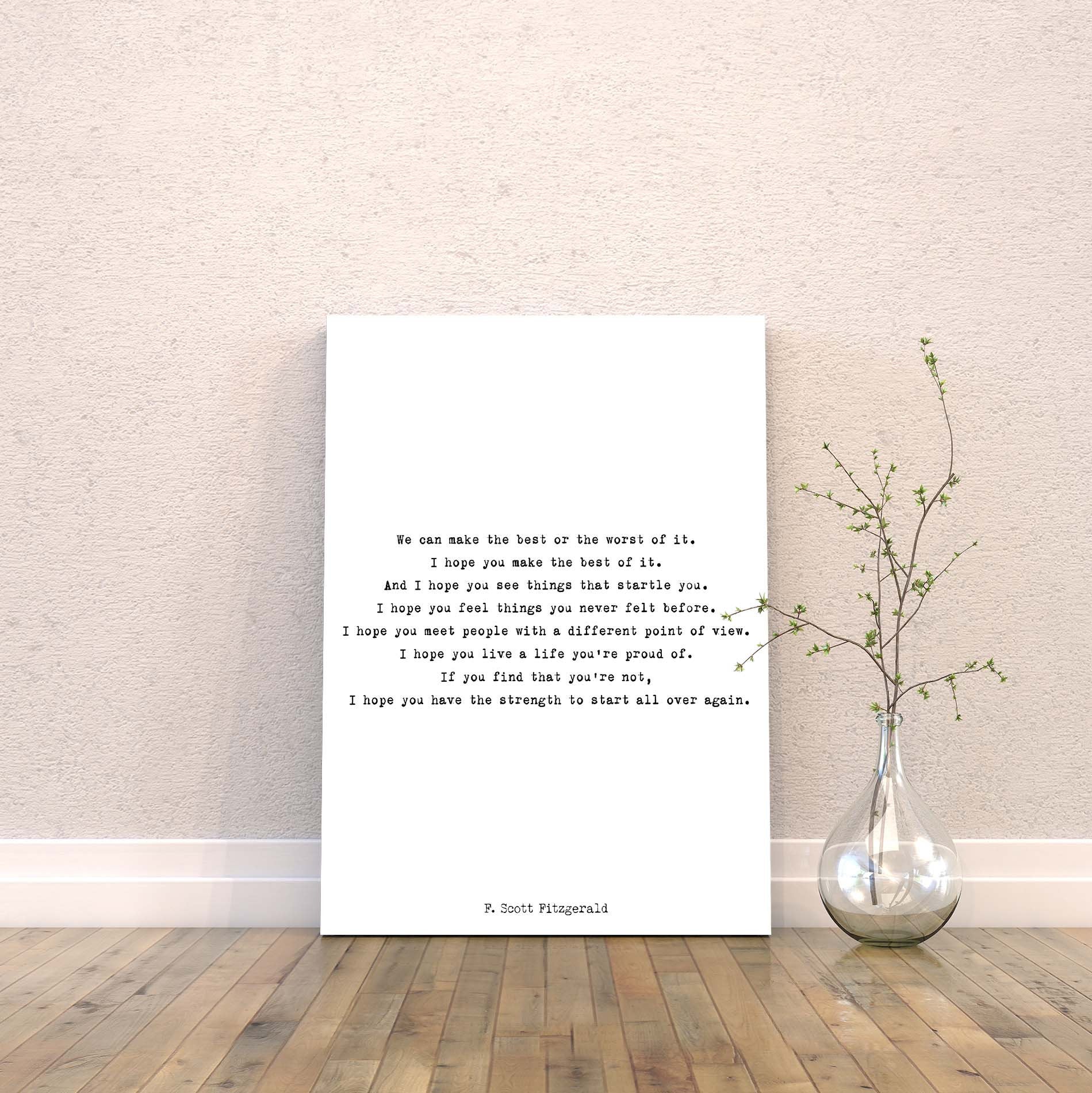 F Scott Fitzgerald Quote Canvas Art Print - BookQuoteDecor