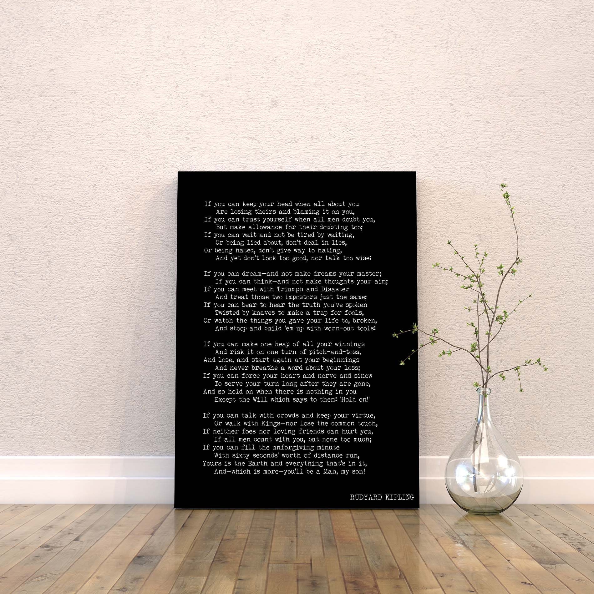 IF by Kipling Poem Canvas Art Print - BookQuoteDecor