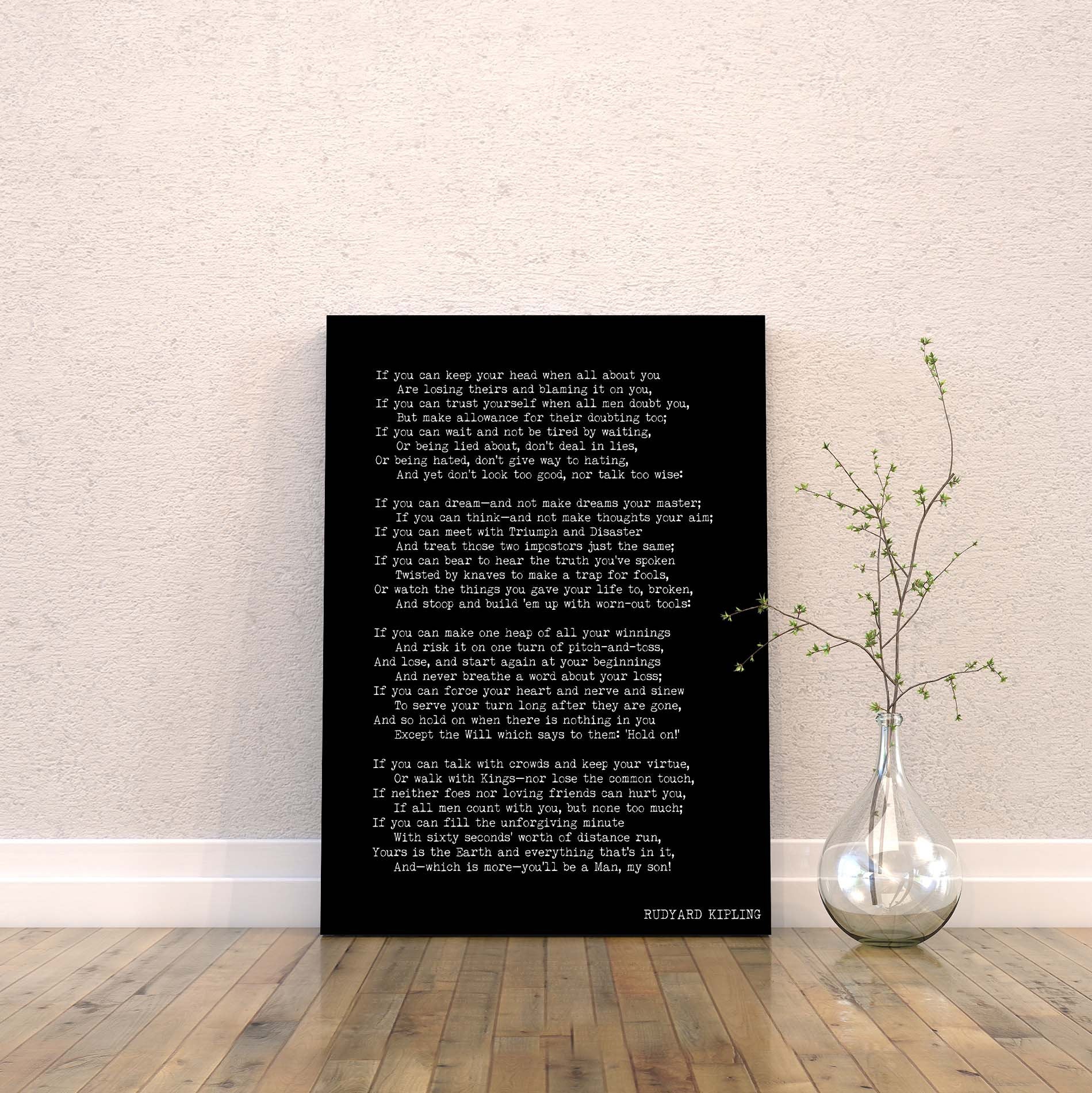 IF by Kipling Poem Canvas Art Print - BookQuoteDecor