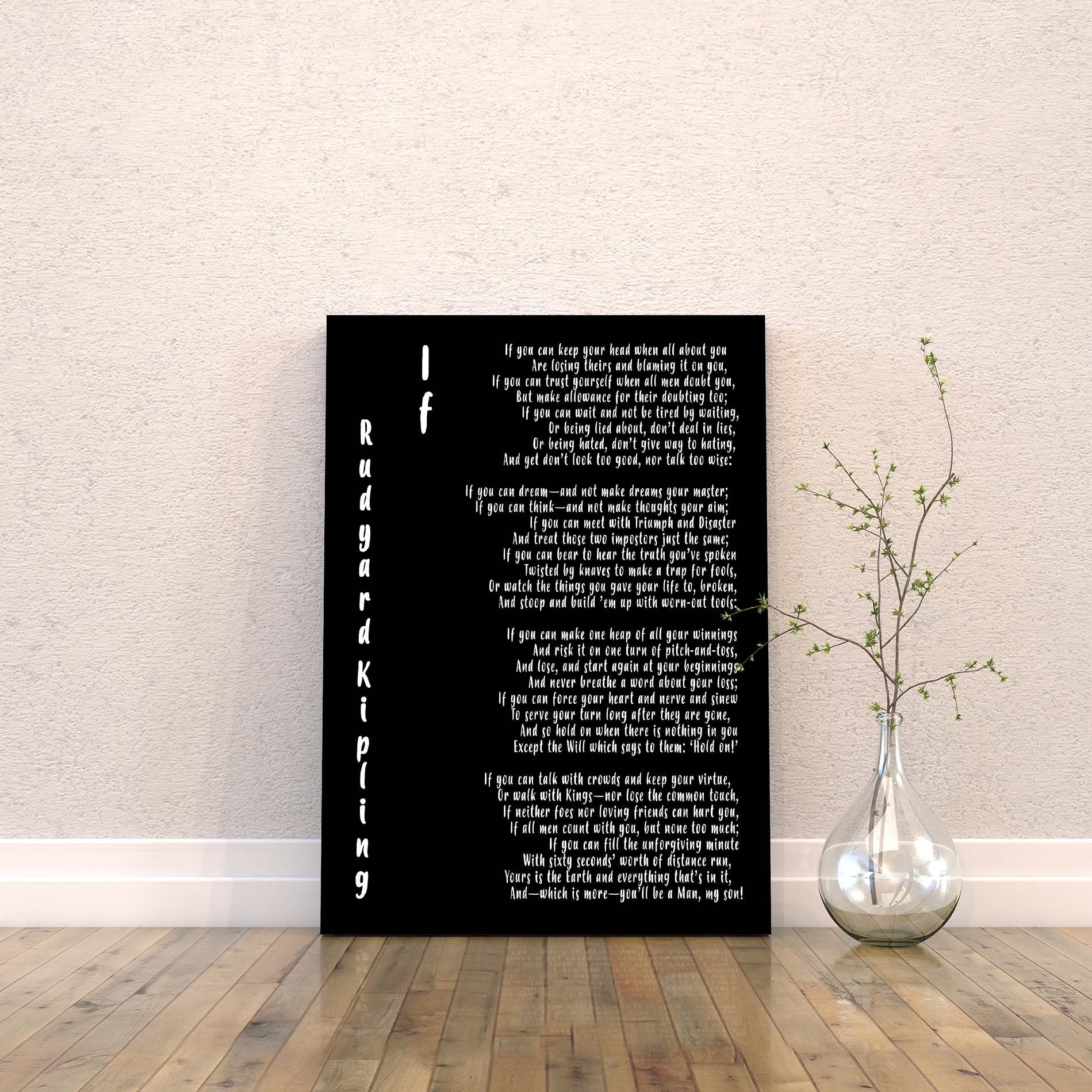 IF by Rudyard Kipling Canvas Art Print - BookQuoteDecor