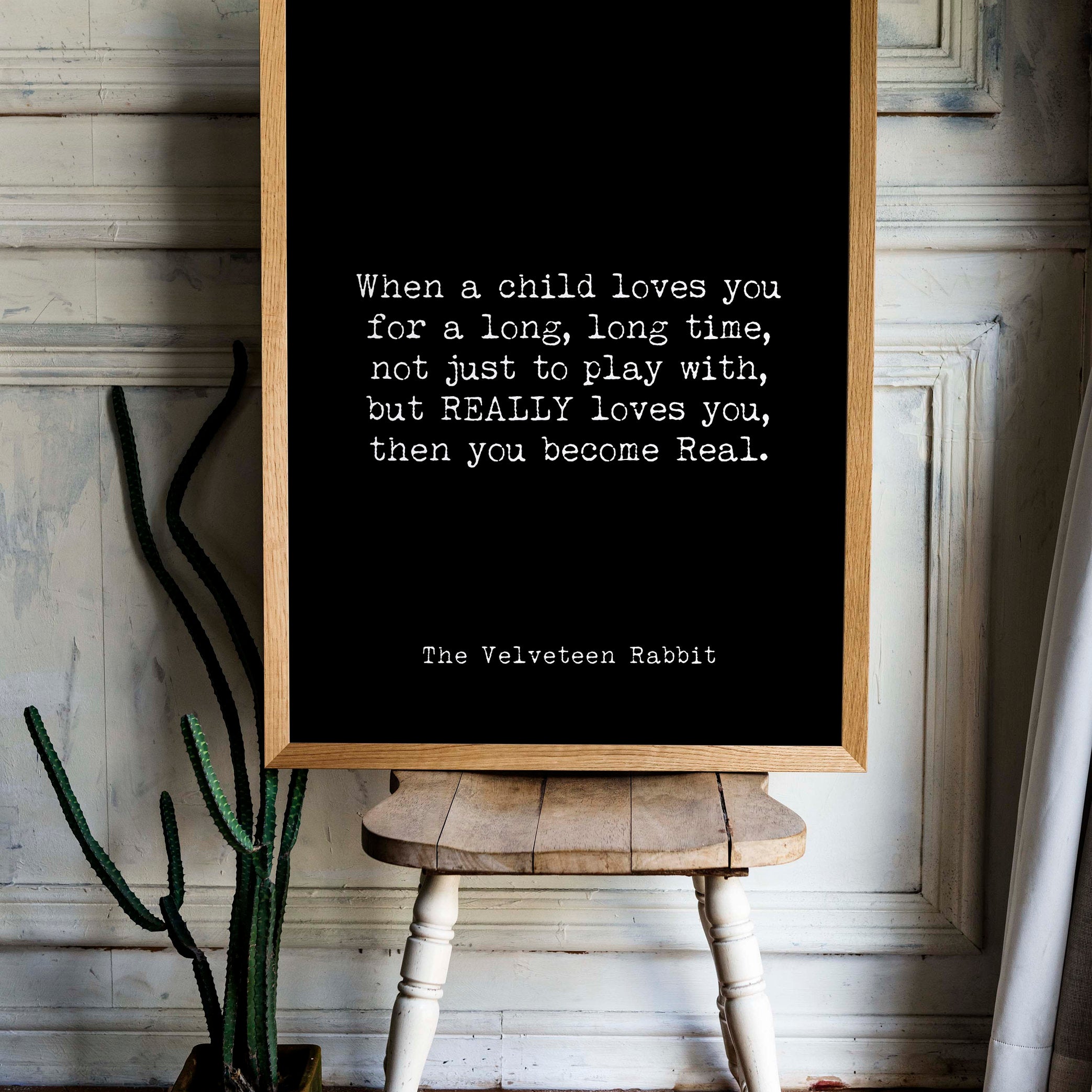Velveteen Rabbit Quote Print for Nursery Wall Decor or Kids Playroom When A Child Loves You, You Become Real, Unframed - BookQuoteDecor