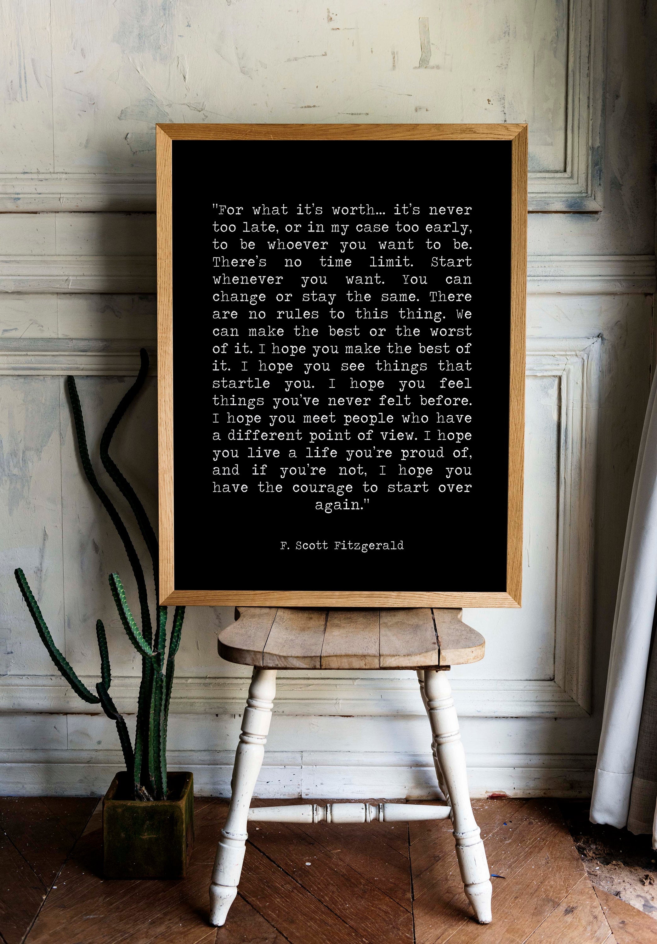 F Scott Fitzgerald For What It's Worth Quote Print - BookQuoteDecor