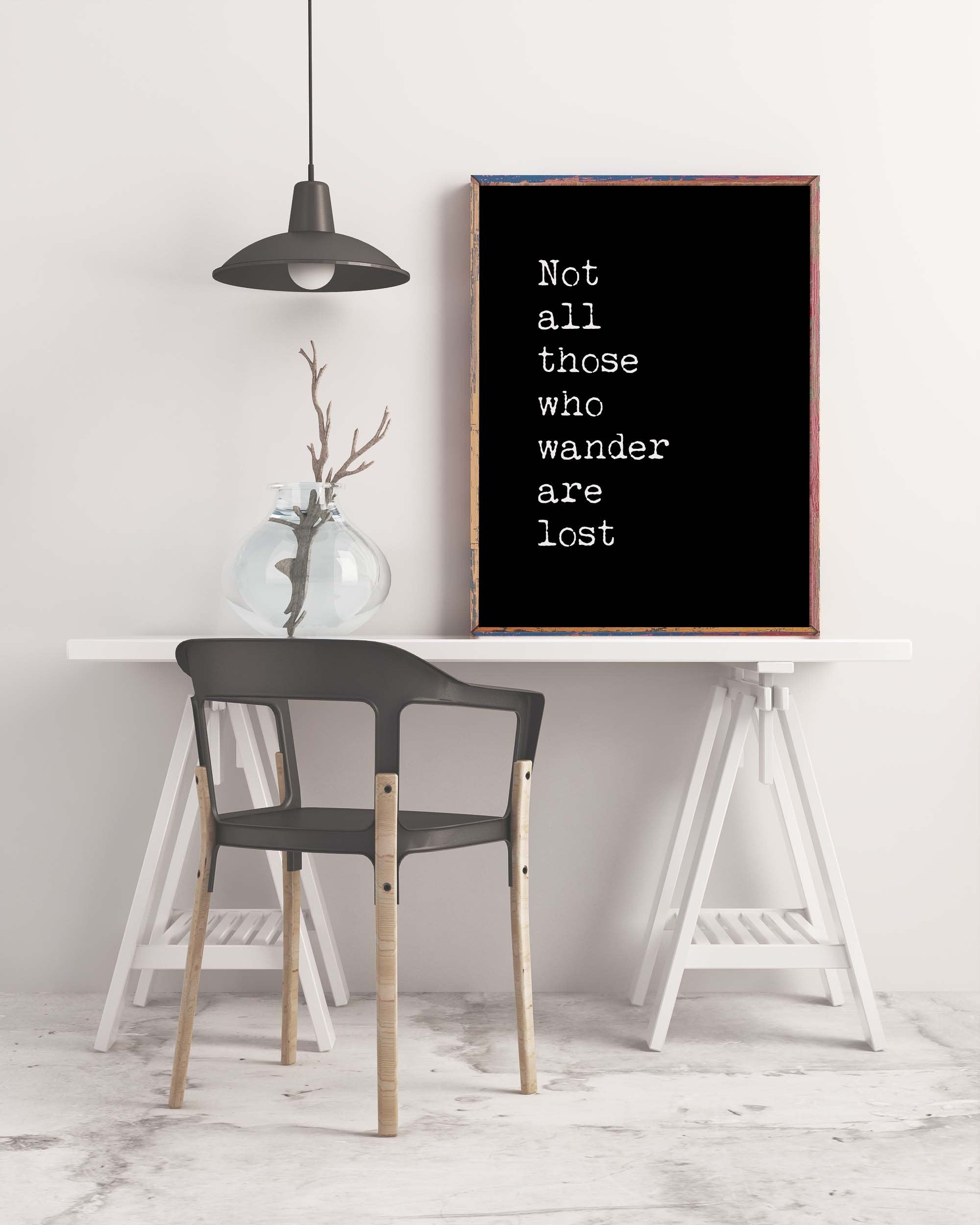 Travel Quote Not All Who Wander Wall Art, Wanderlust Print Travel Gift with Inspirational Quote, Unframed - BookQuoteDecor