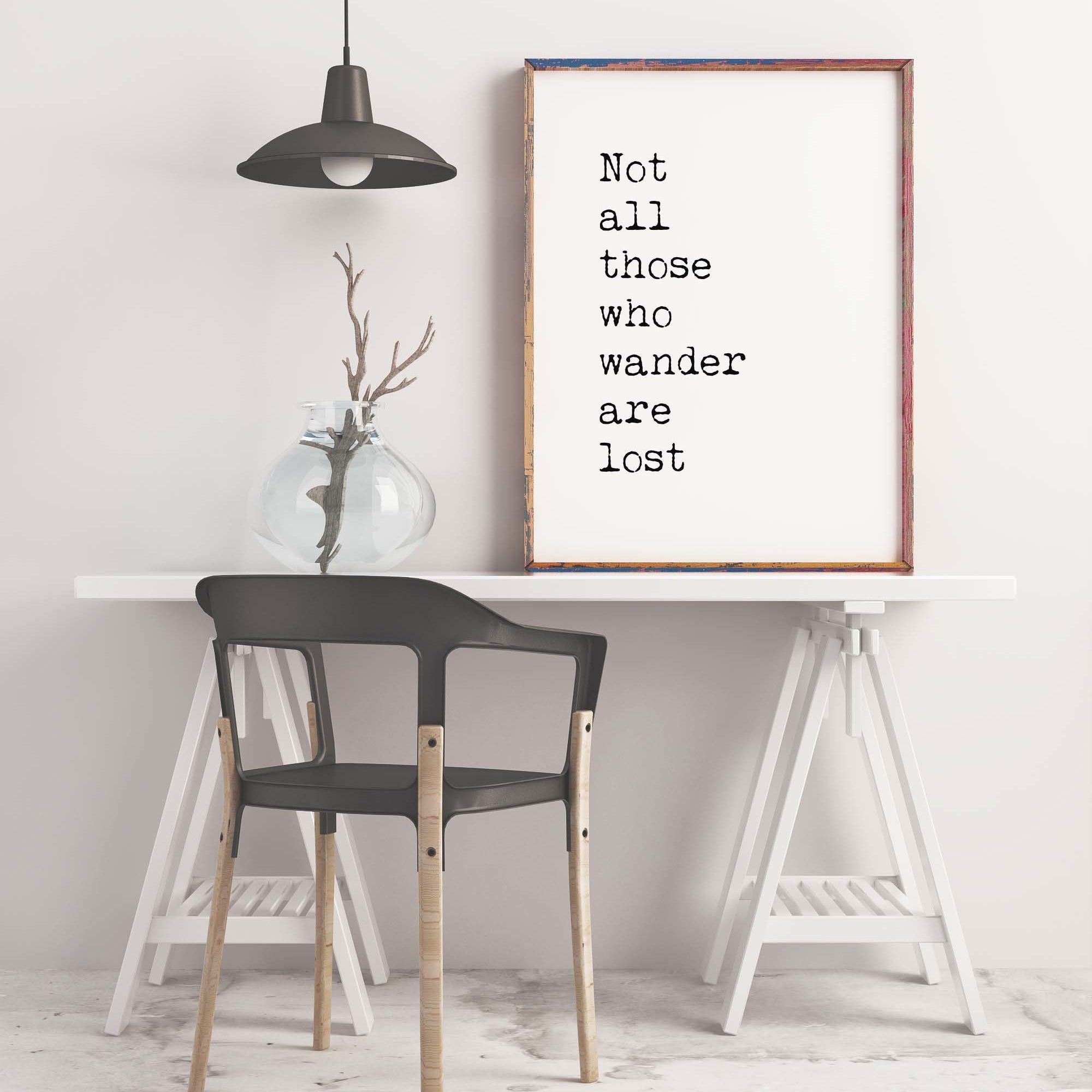 Travel Quote Not All Who Wander Wall Art, Wanderlust Print Travel Gift with Inspirational Quote, Unframed - BookQuoteDecor