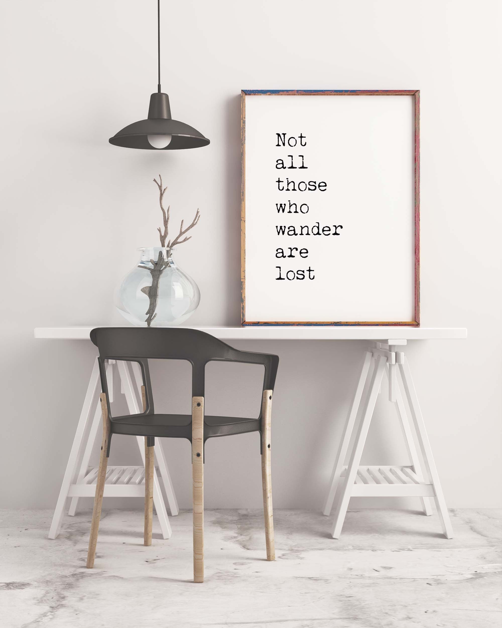 Travel Quote Not All Who Wander Wall Art, Wanderlust Print Travel Gift with Inspirational Quote, Unframed - BookQuoteDecor