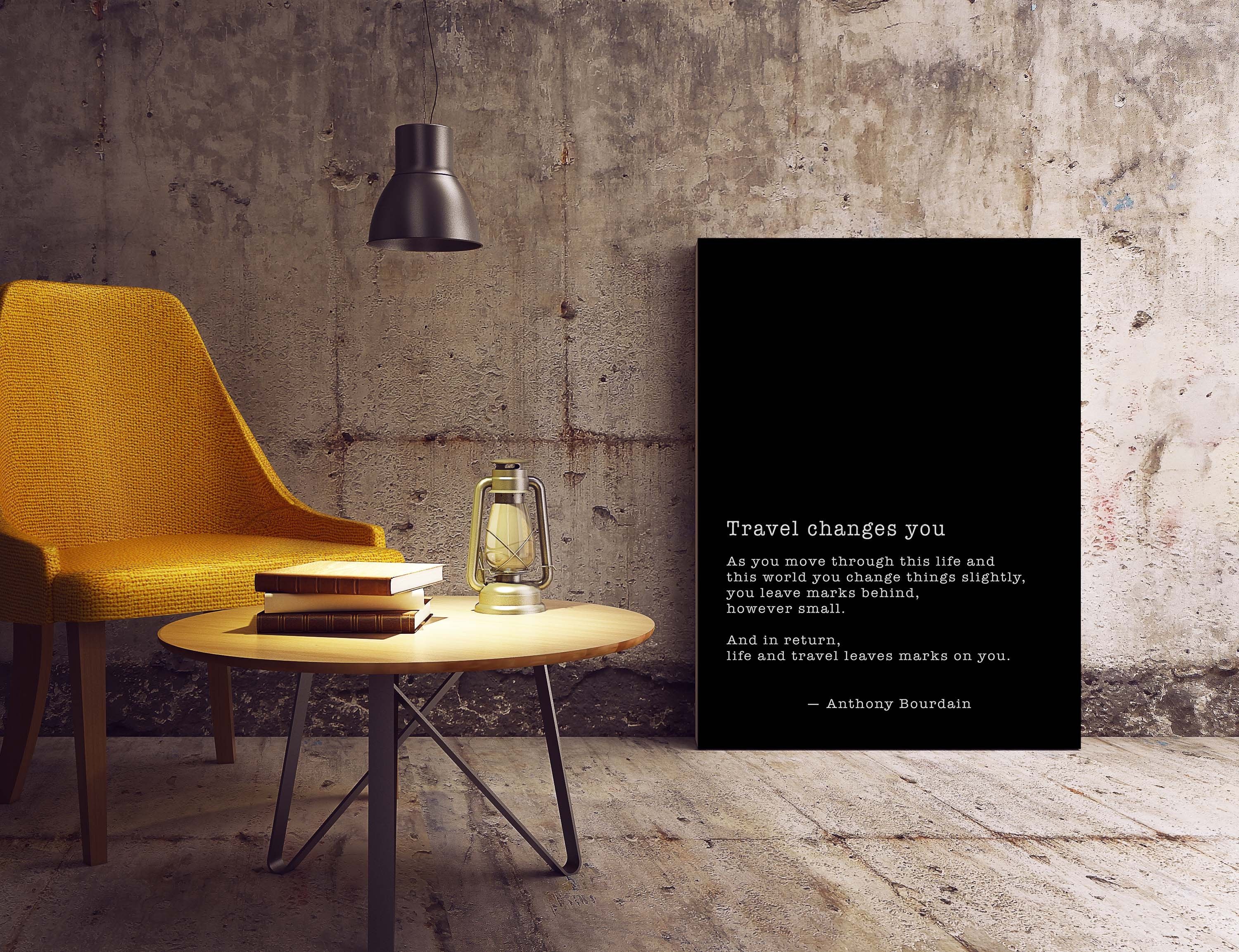 Anthony Bourdain Quote Print, Travel Changes You - BookQuoteDecor