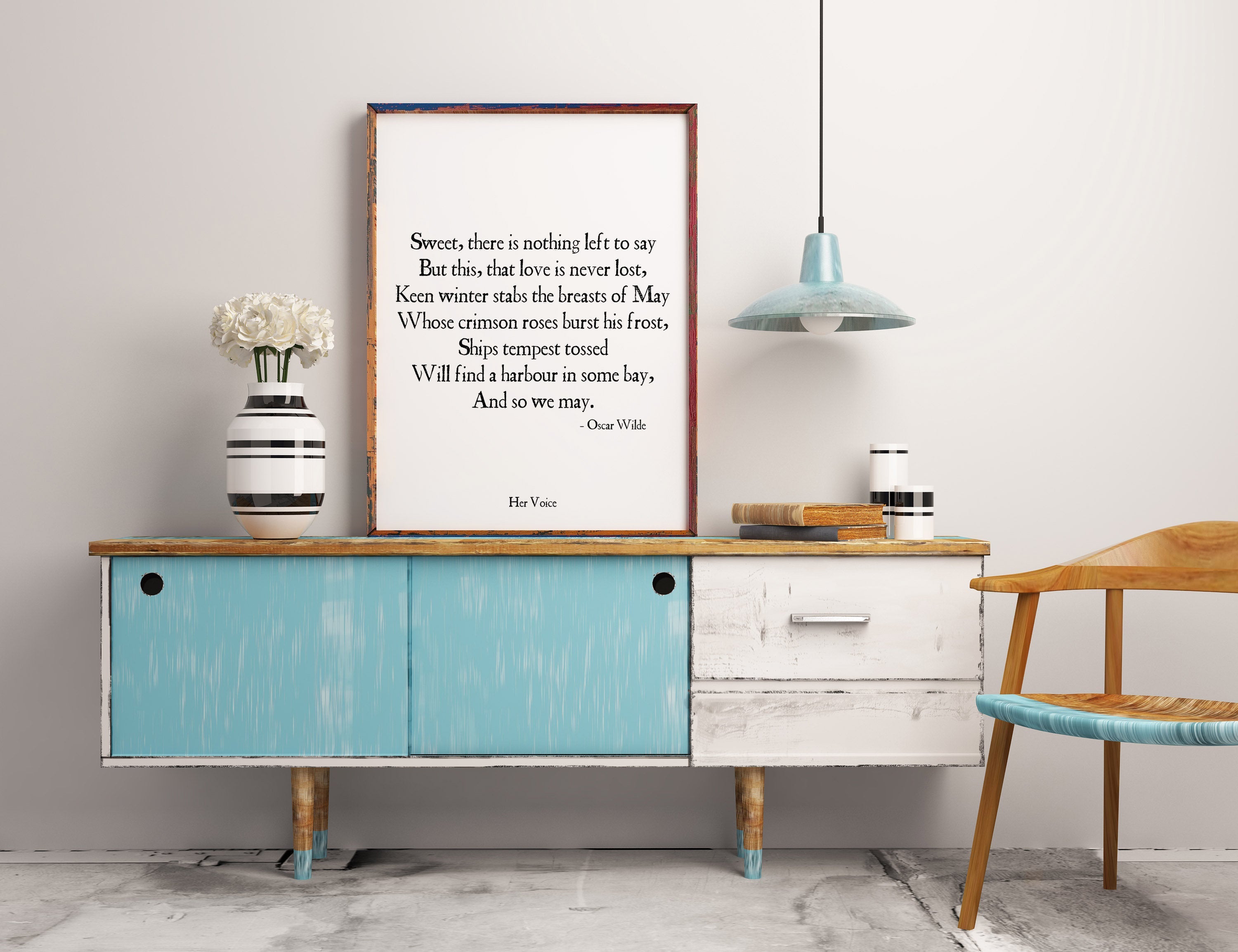 Oscar Wilde Love Quote - Her Voice, Black And White Art, Motivation Quote Inspirational Print For Home Decor, Unframed - BookQuoteDecor