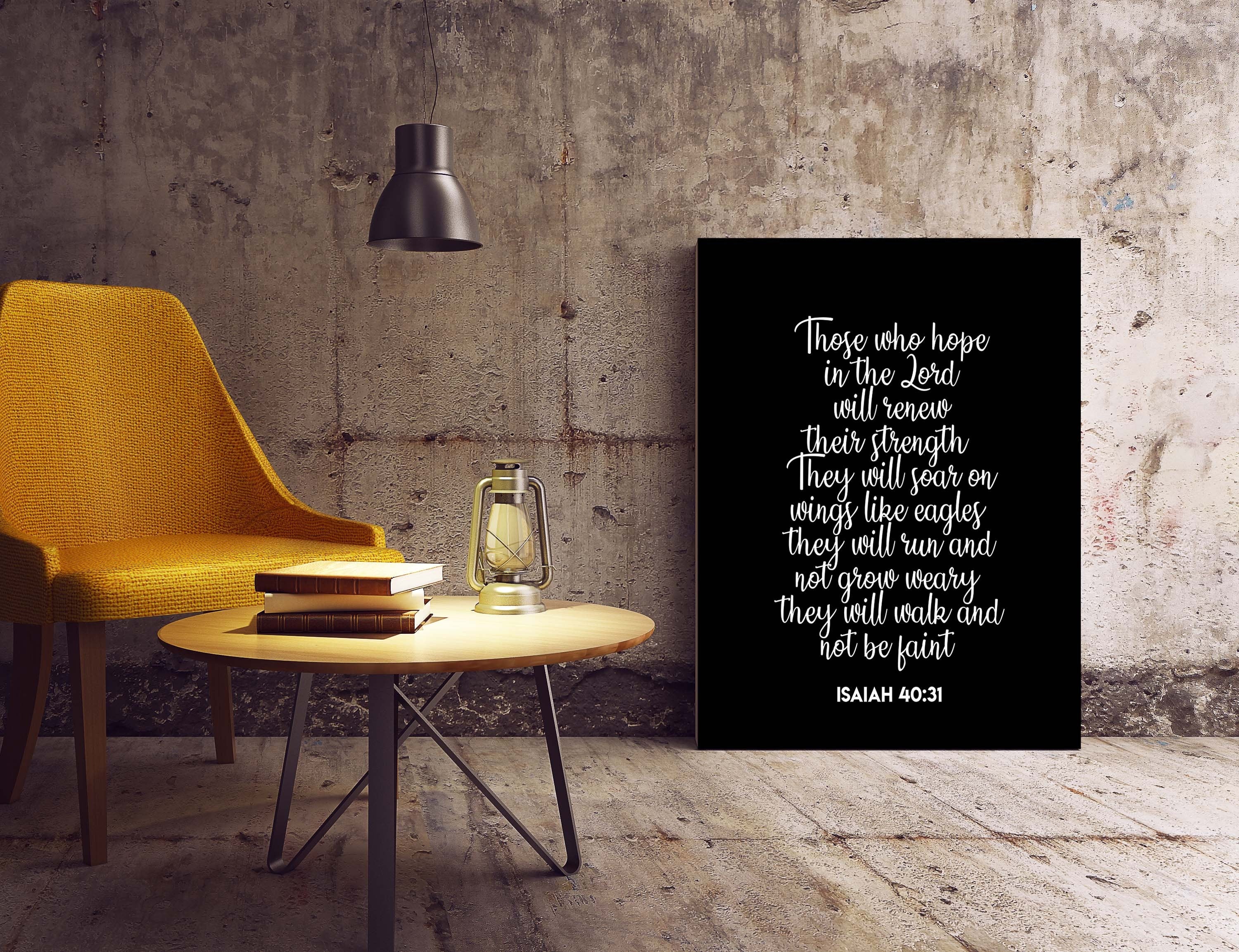 Hope in the LORD Isaiah 40:31 Bible Verse Print, Inspirational Gift Wall Art in Black & White