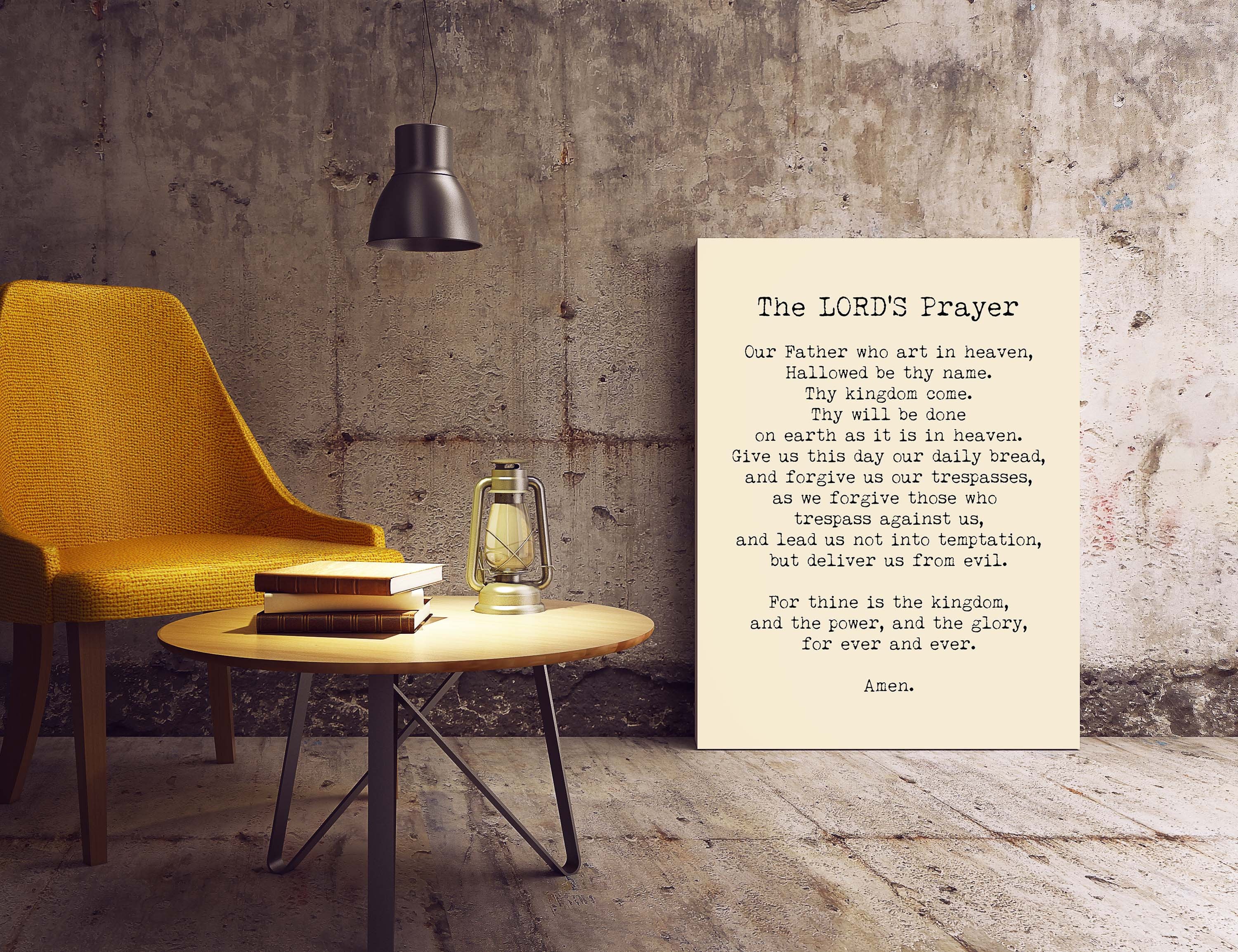The LORD'S Prayer Quote Print in Black & White, Christian Wall Art Inspirational Quote - BookQuoteDecor