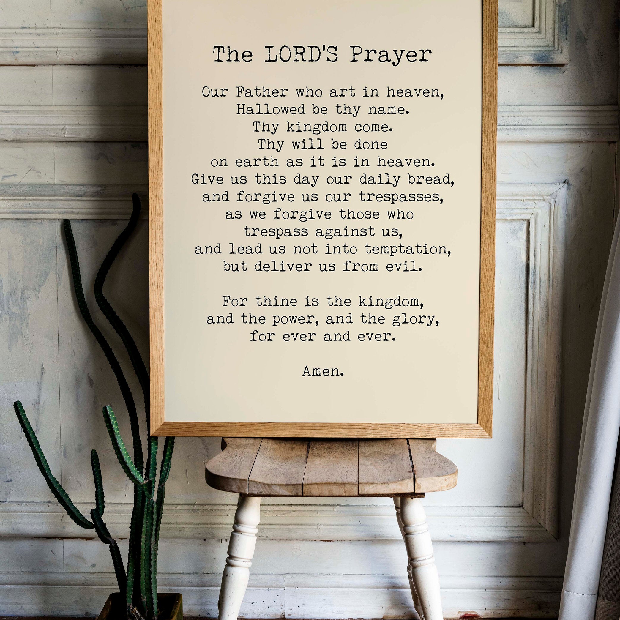 The LORD'S Prayer Quote Print in Black & White, Christian Wall Art Inspirational Quote - BookQuoteDecor