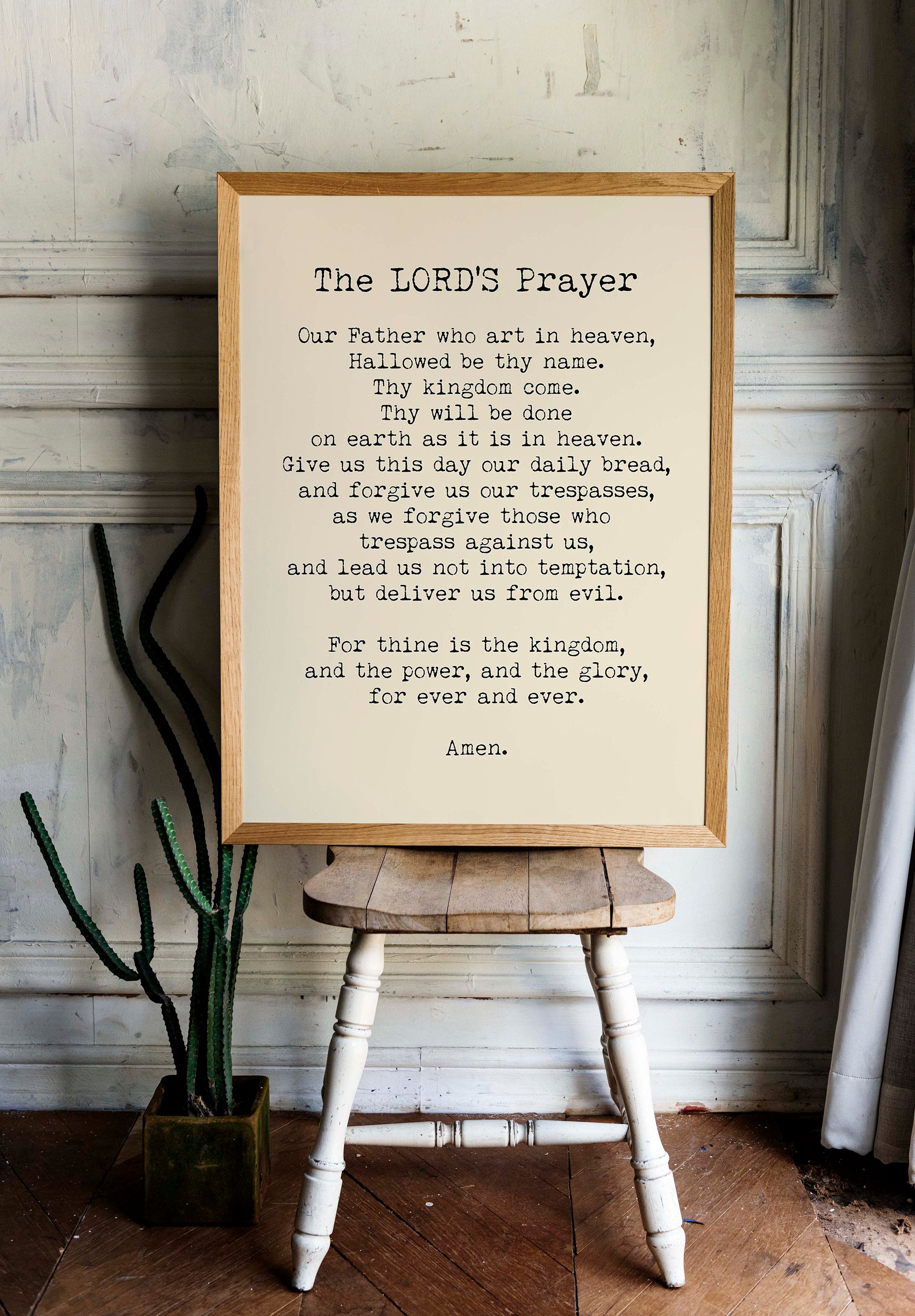 The LORD'S Prayer Quote Print in Black & White, Christian Wall Art Inspirational Quote - BookQuoteDecor