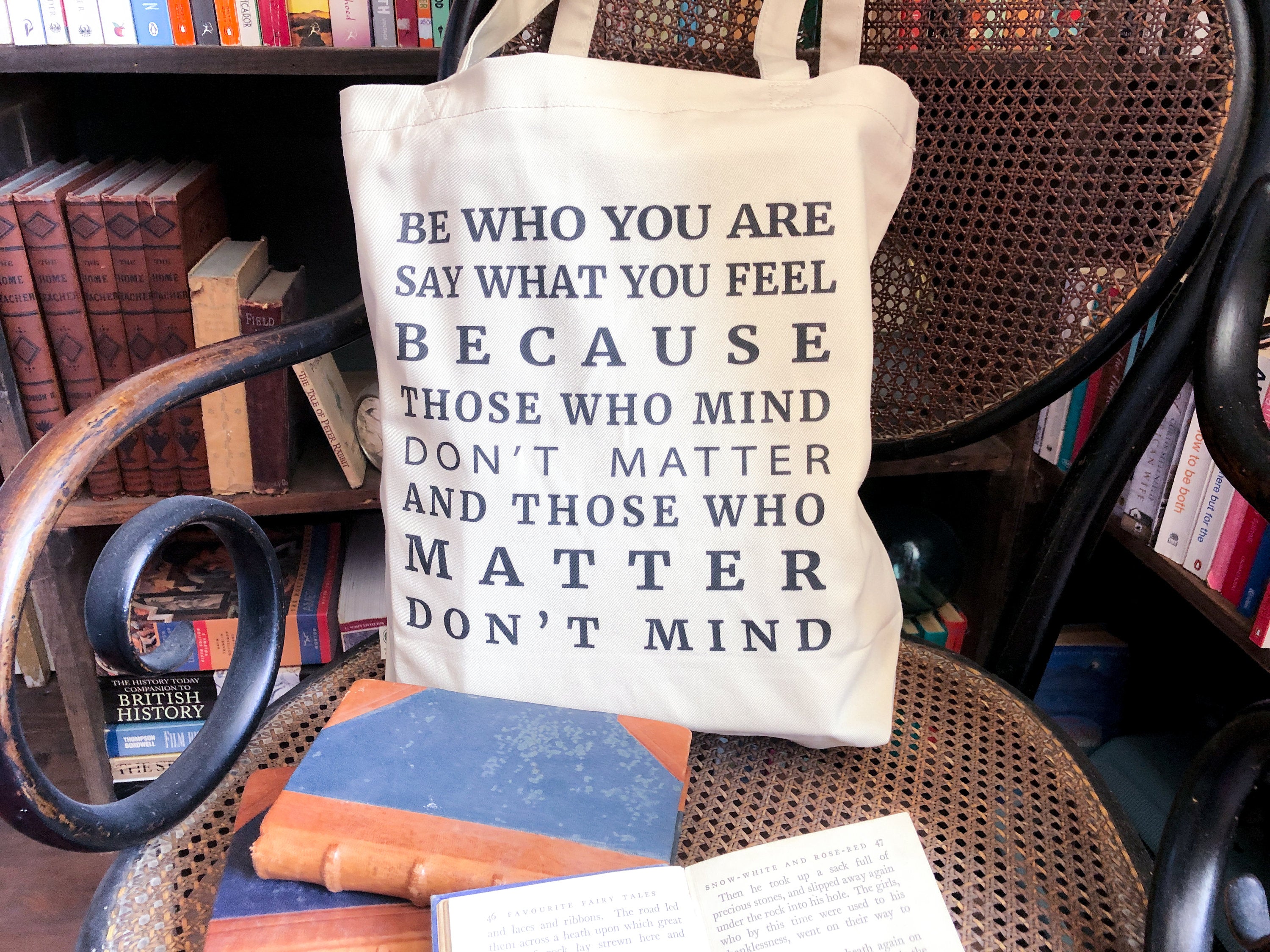Be Who You Are Organic Cotton Tote Bag - BookQuoteDecor