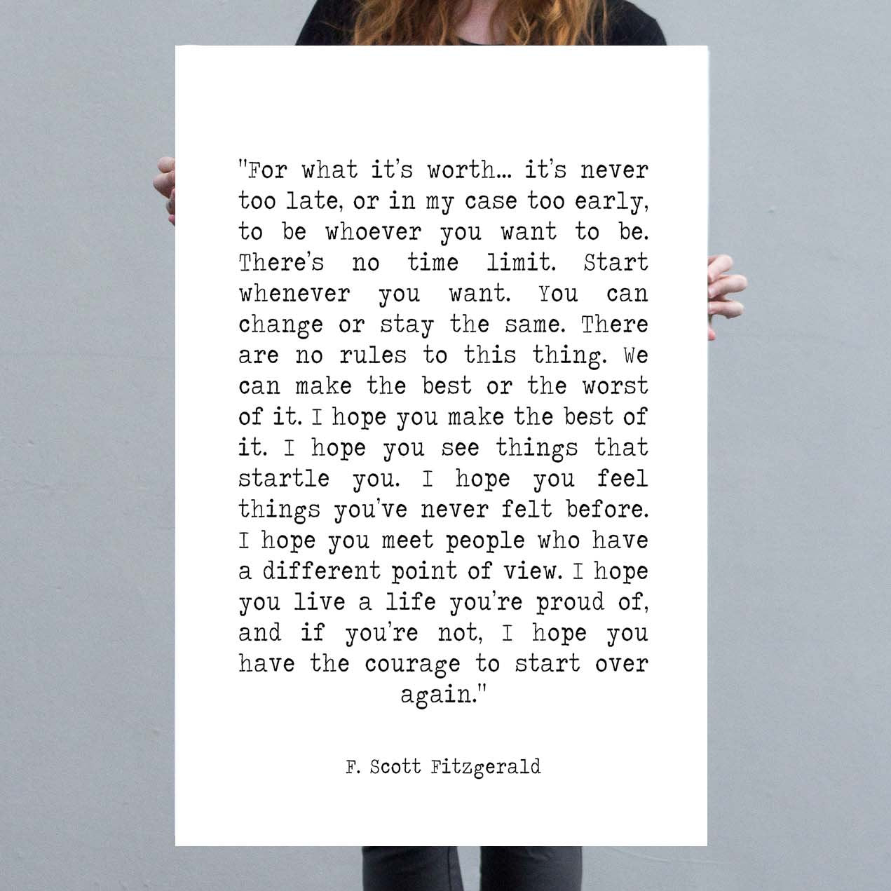 For What It's Worth Canvas Art Print F Scott Fitzgerald - BookQuoteDecor