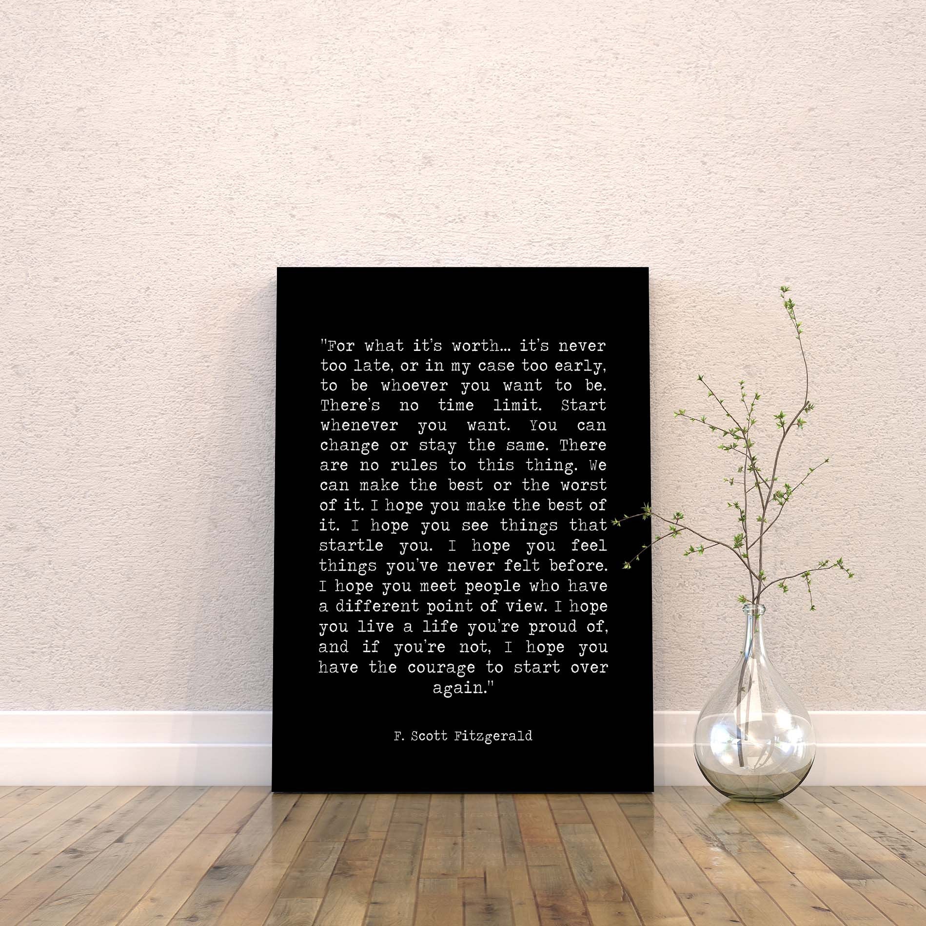 For What It's Worth Canvas Art Print F Scott Fitzgerald - BookQuoteDecor