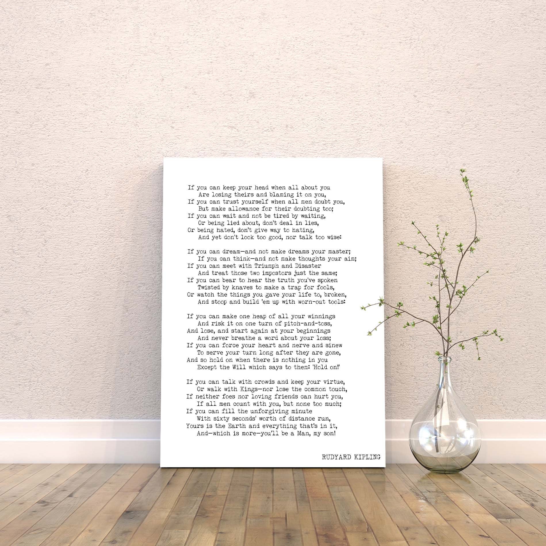 IF by Kipling Poem Canvas Art Print - BookQuoteDecor