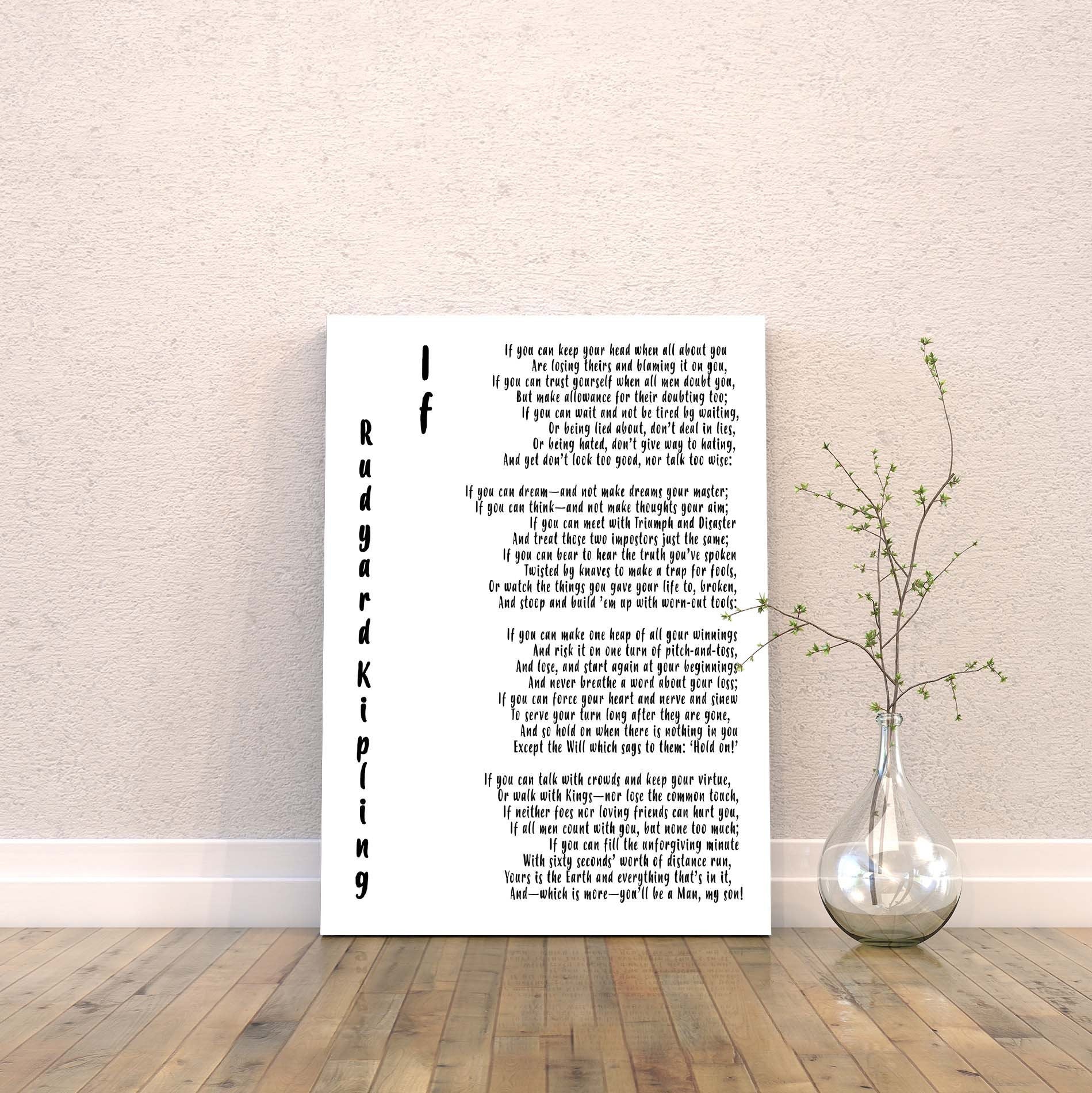 IF by Rudyard Kipling Canvas Art Print - BookQuoteDecor