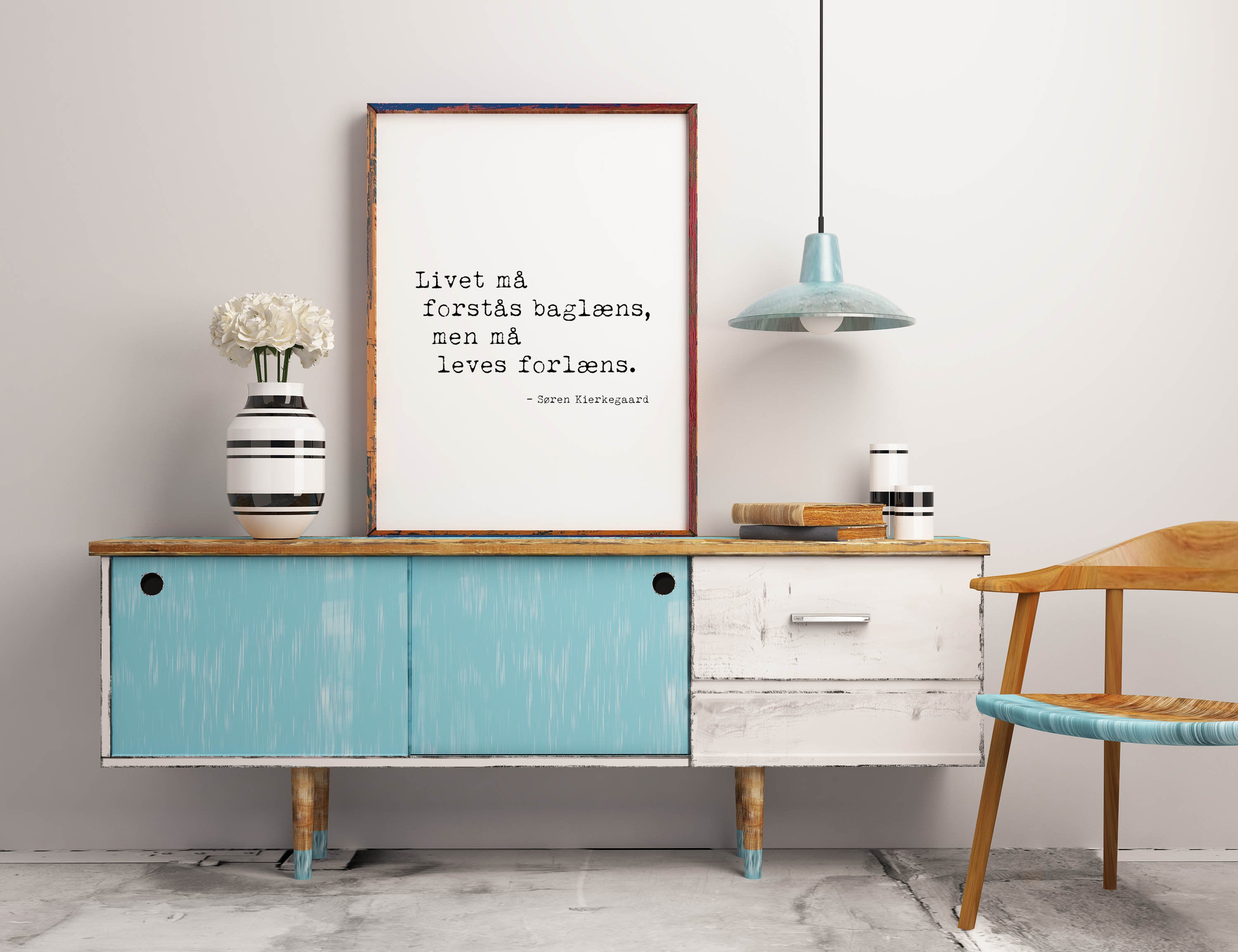 Danish Soren Kierkegaard Quote Print Livet må forstås baglæns - BookQuoteDecor