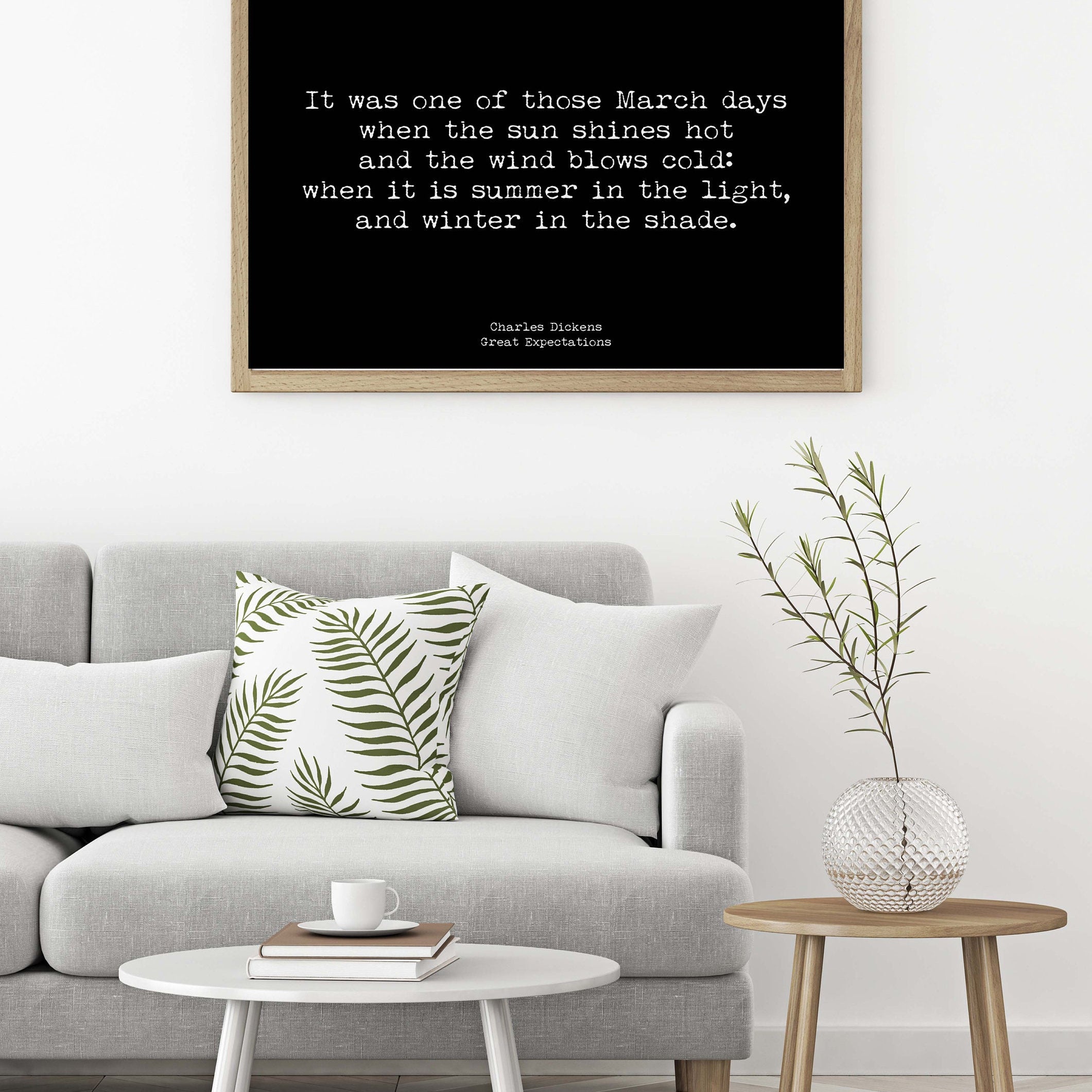 Charles Dickens Quote Print Wall Art from Great Expectations, Black & White unframed Art Print