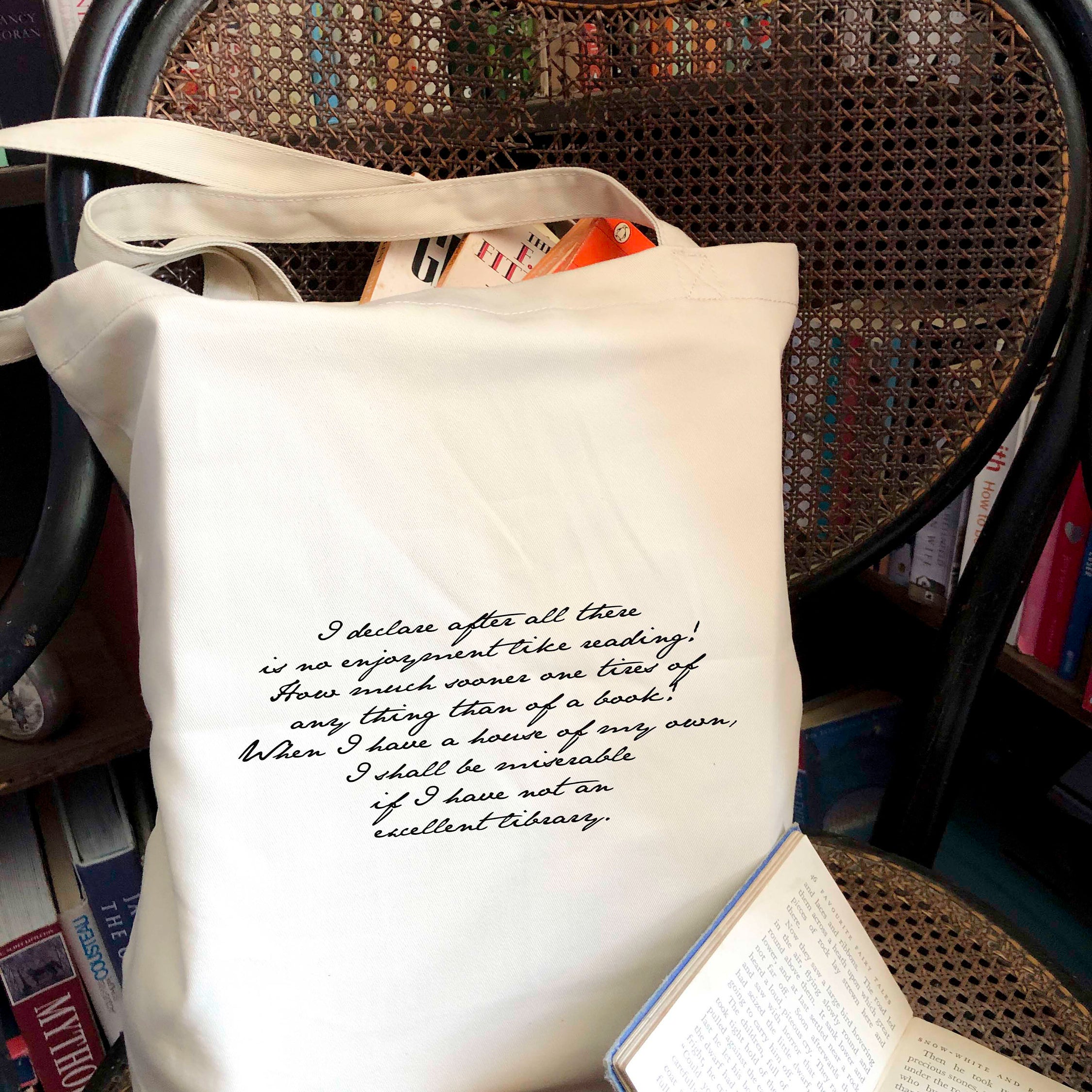 I Declare Pride & Prejudice Canvas Tote Bag, Jane Austen Library Quote Organic Grocery Bag Canvas, Everyday Large Literary Eco Book Tote - BookQuoteDecor