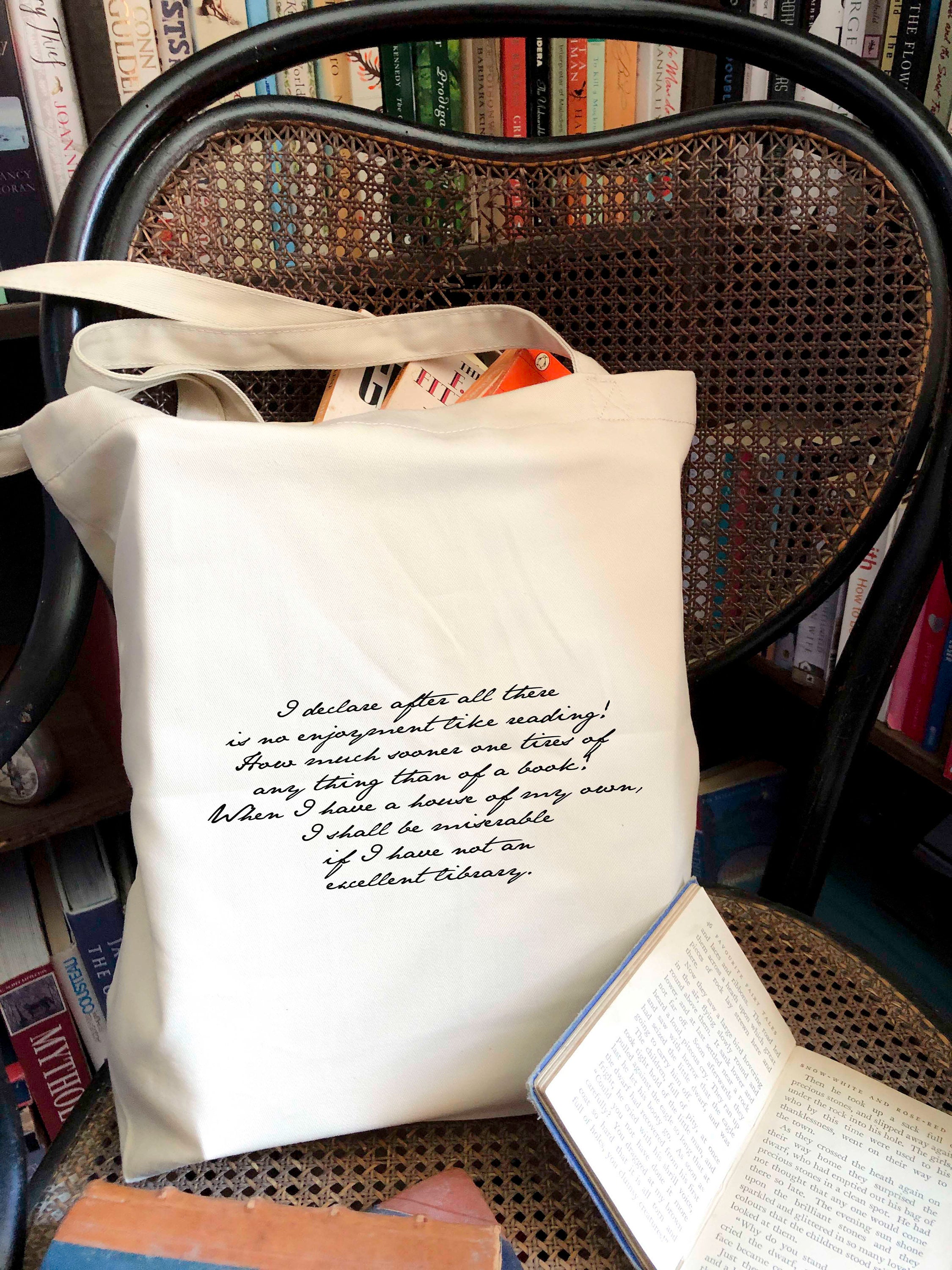 I Declare Pride & Prejudice Canvas Tote Bag, Jane Austen Library Quote Organic Grocery Bag Canvas, Everyday Large Literary Eco Book Tote - BookQuoteDecor