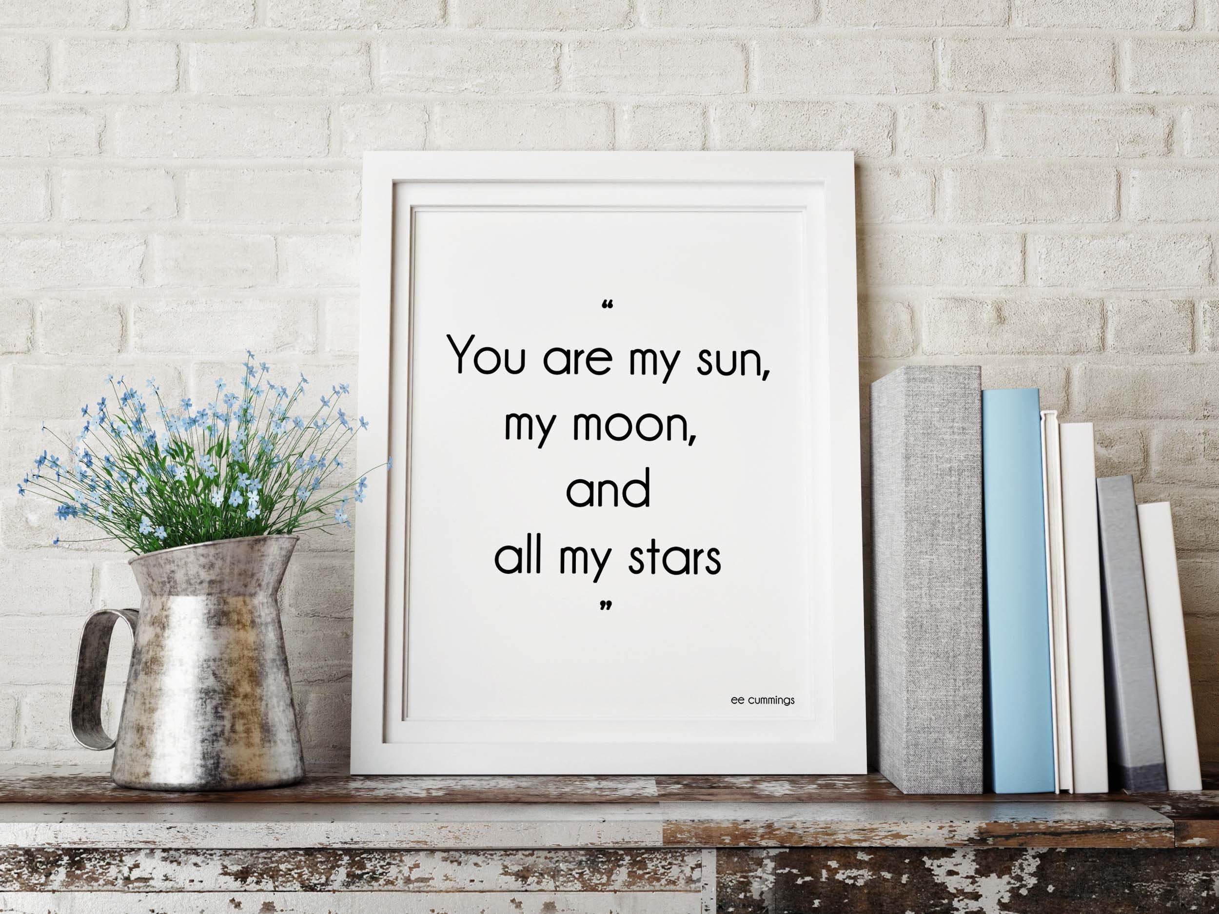 e.e. cummings Love Quote Print, My Sun My Moon - BookQuoteDecor
