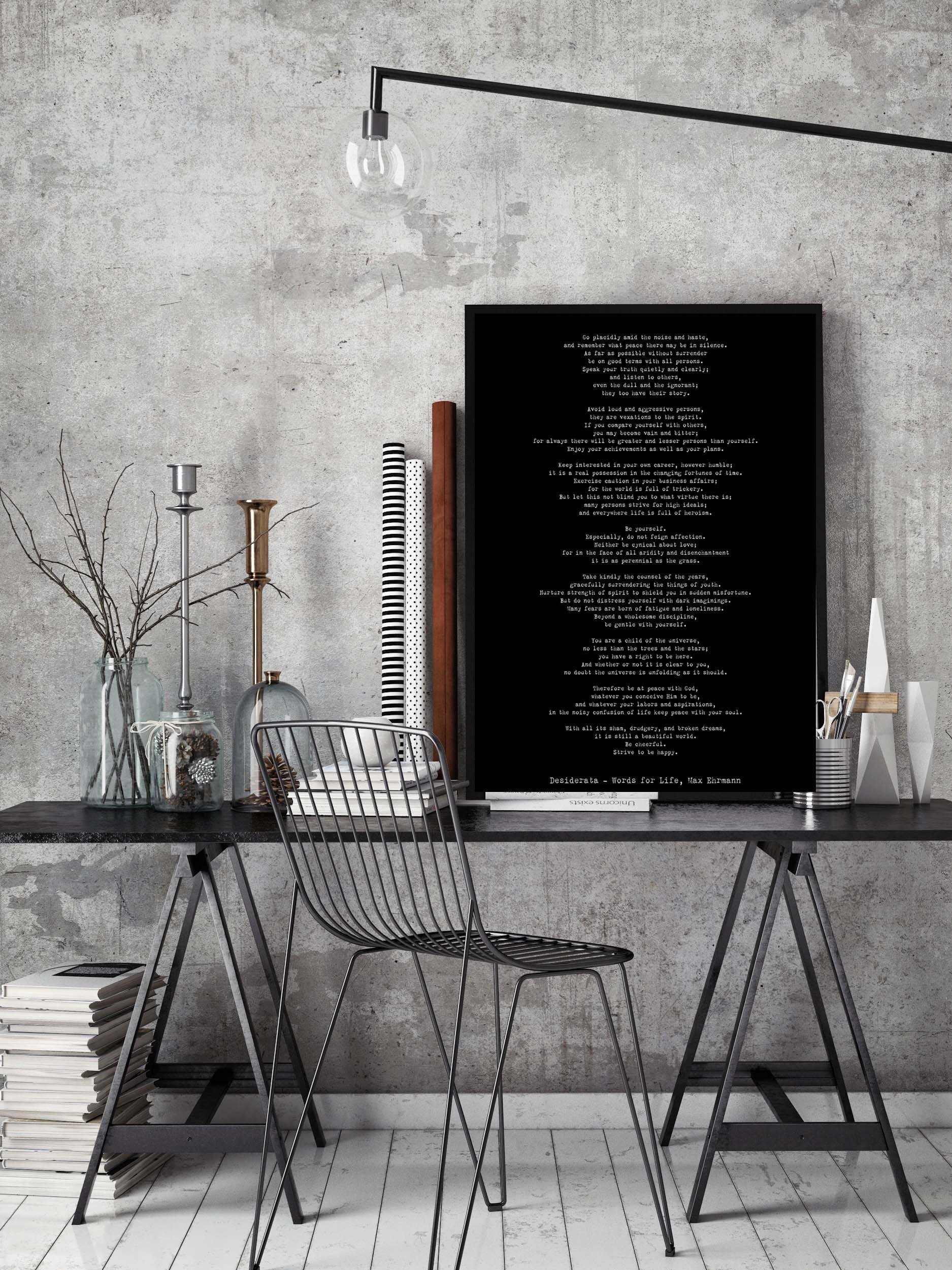 Large Poem Art Desiderata Print, Max Ehrmann Literary Quote Print