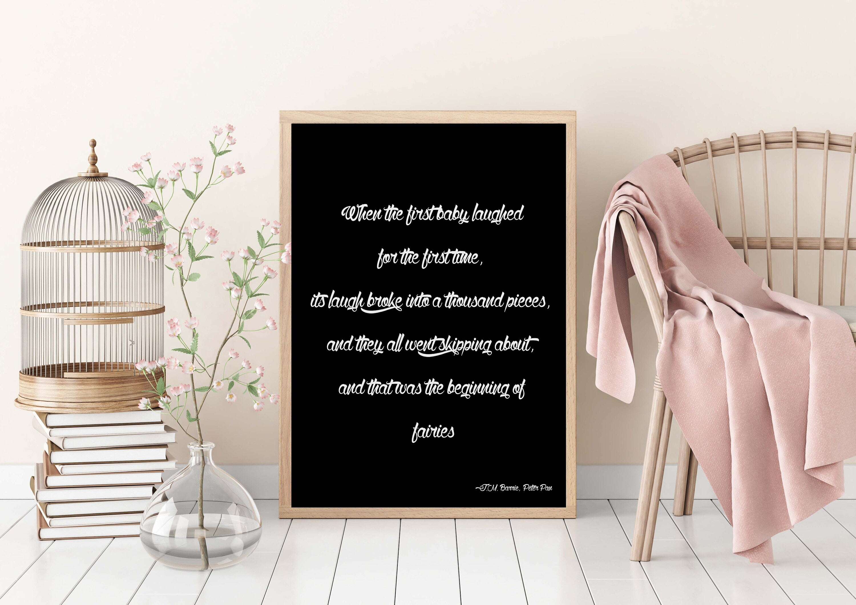 Peter Pan Beginning Of Fairies Quote Print, Unframed Art Prints for Kids Room Decor or Nursery Art