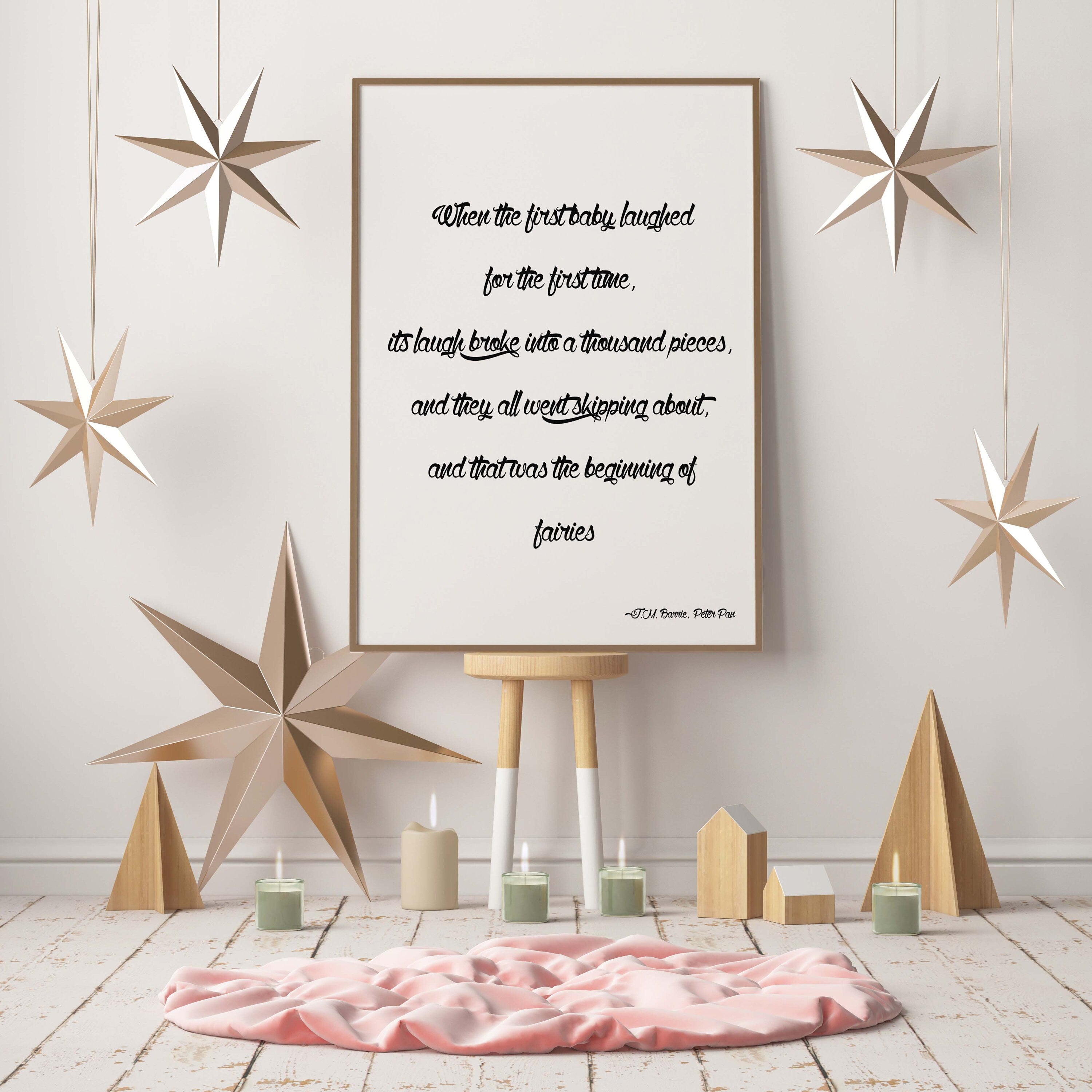 Peter Pan Beginning Of Fairies Quote Print, Unframed Art Prints for Kids Room Decor or Nursery Art