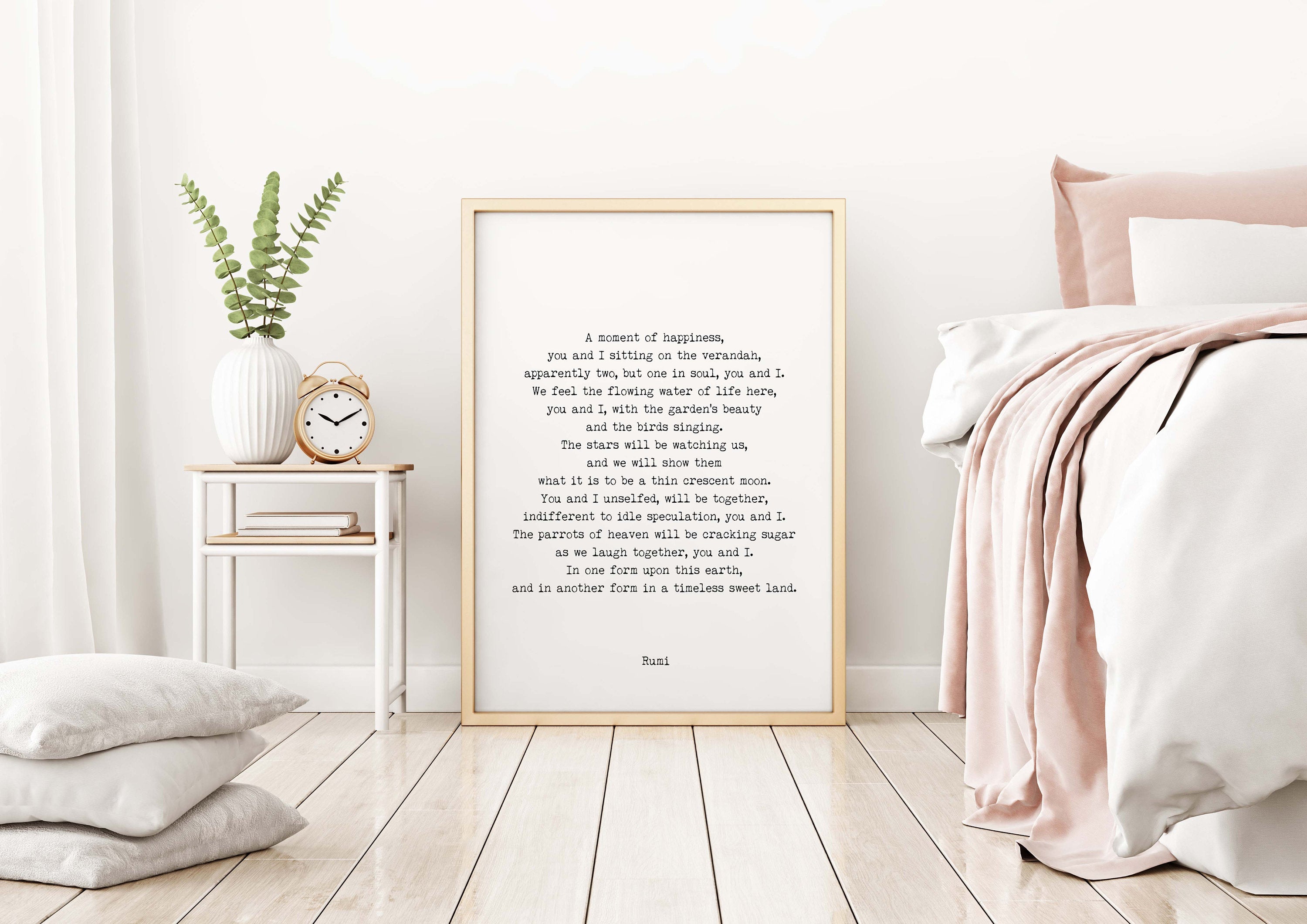 RUMI A Moment of Happiness Poetry Print, Love Poem Engagement Gift Idea, Poetry Quote Art Anniversary Present Unframed - BookQuoteDecor