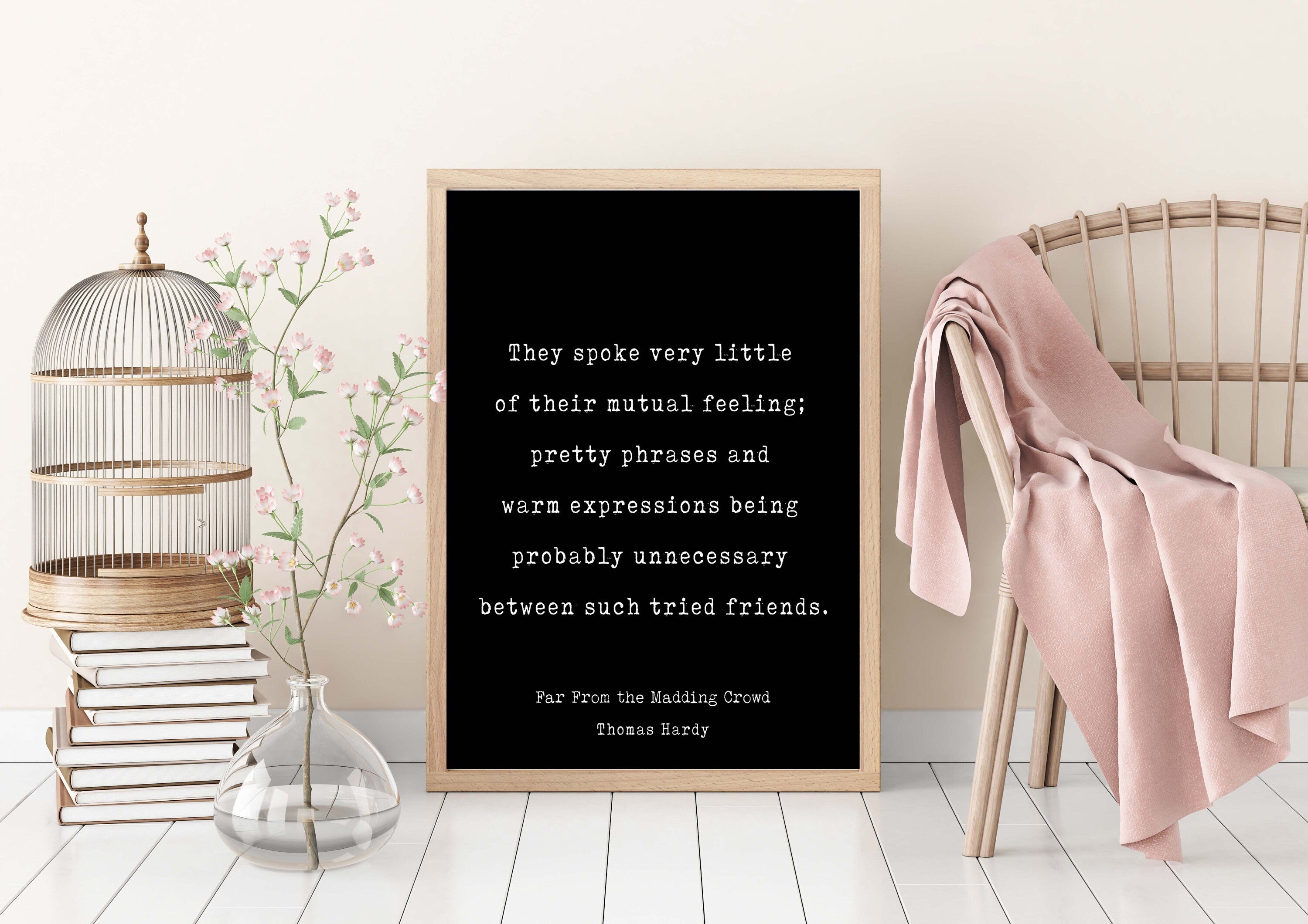 Far From the Madding Crowd Thomas Hardy Friendship Quote Print, Minimalist Black & White Art