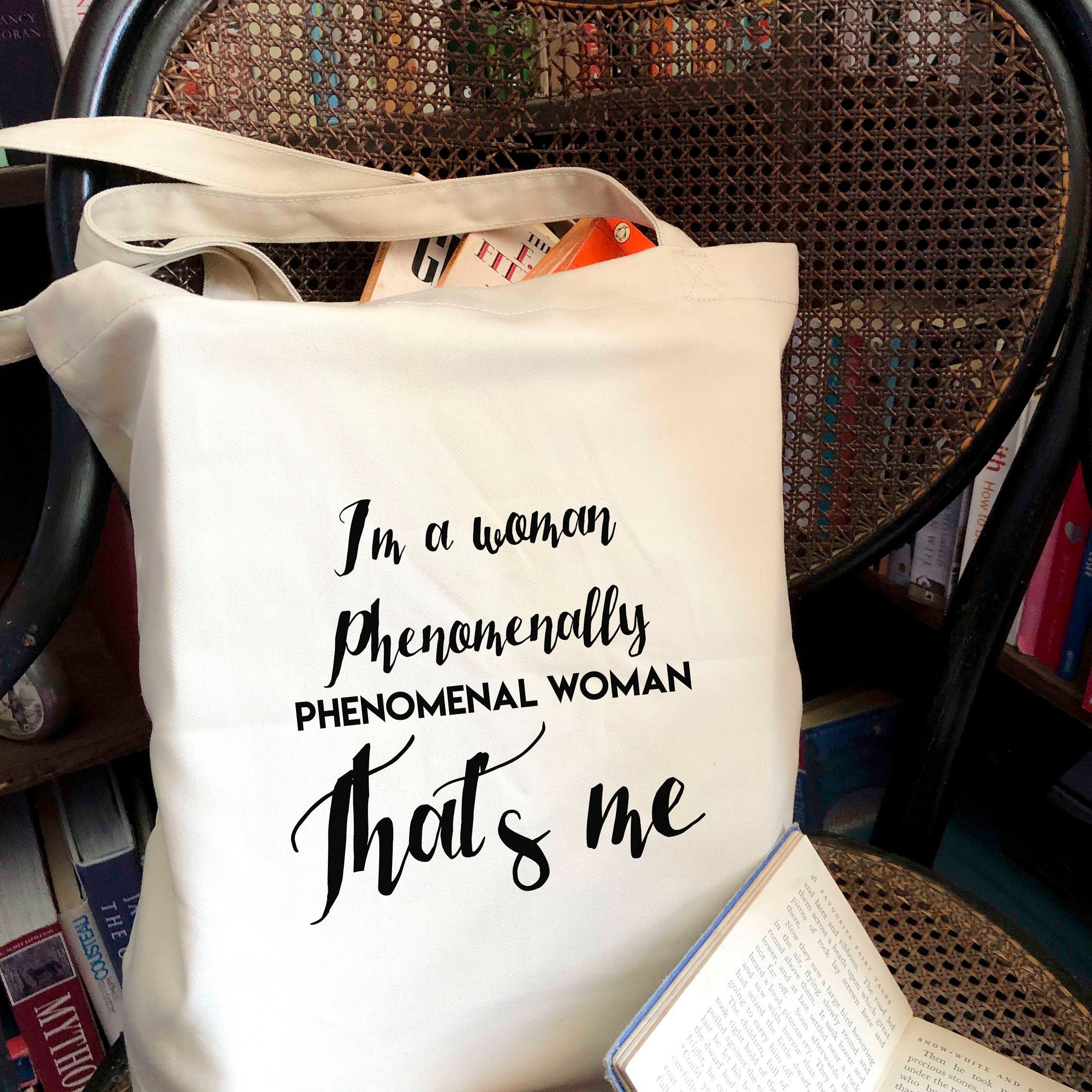 Phenomenal Woman Tote Bag - BookQuoteDecor