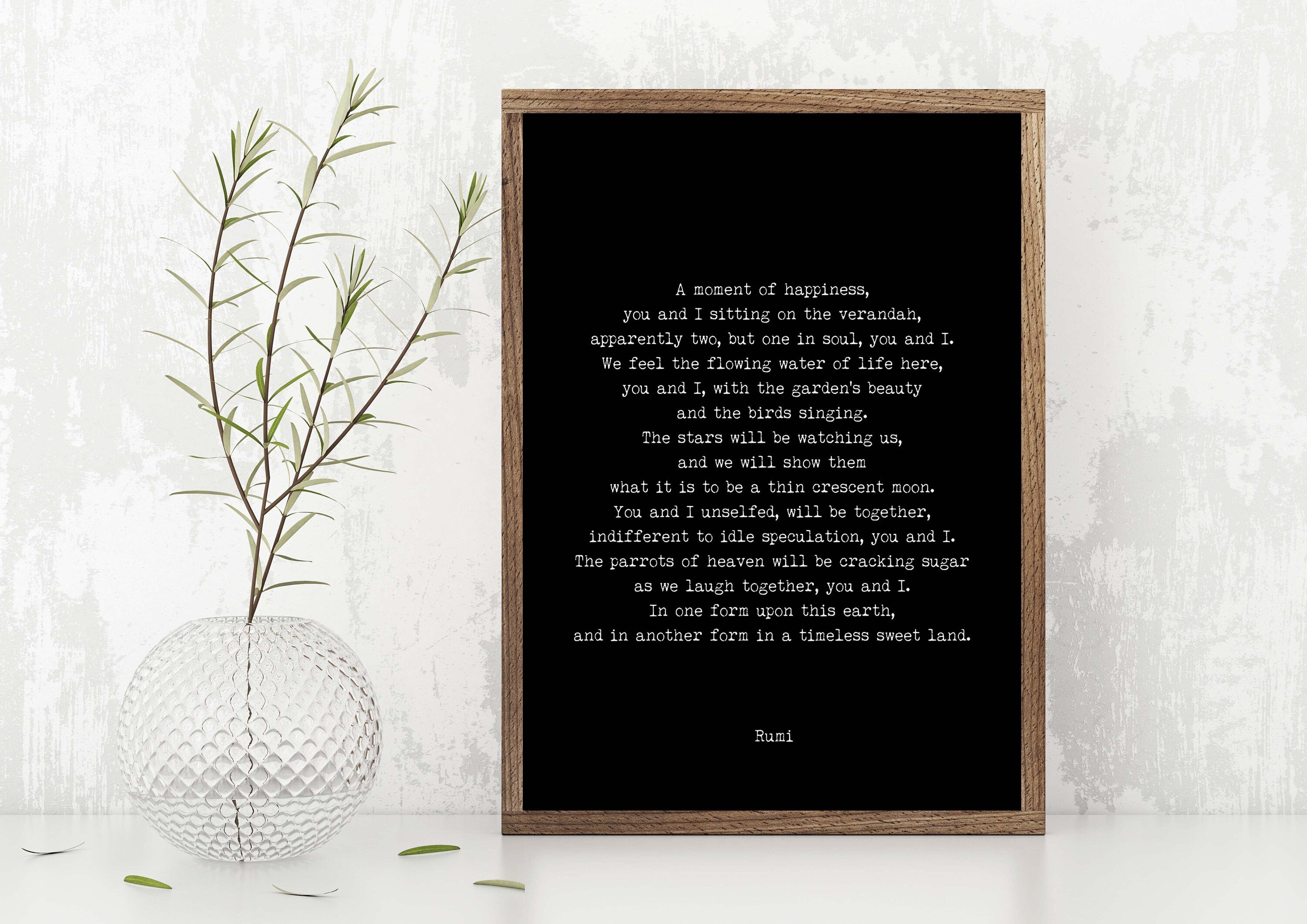 RUMI A Moment of Happiness Poetry Print, Love Poem Engagement Gift Idea