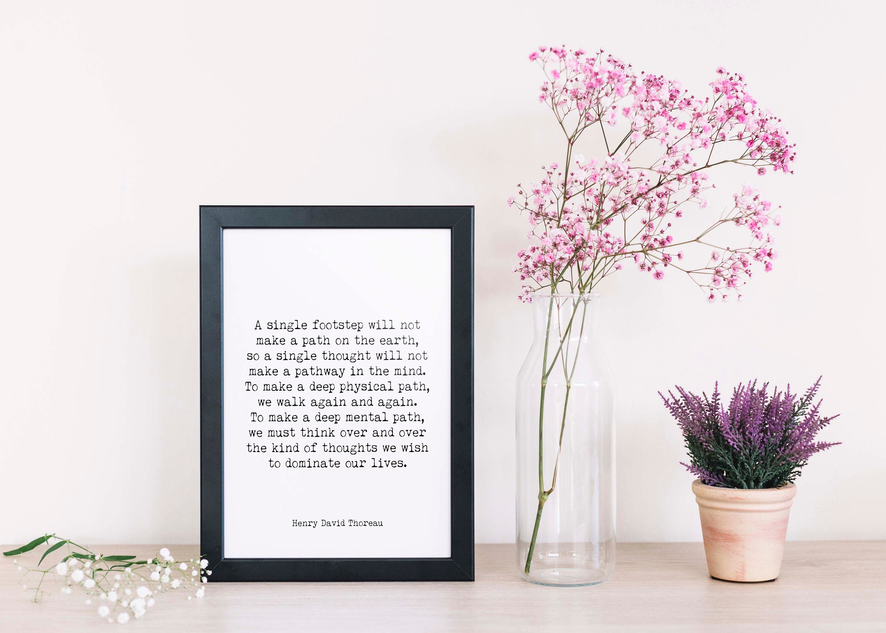Thoreau Quote Inspirational Print, Single Footstep Henry David Thoreau Unframed and Framed Life Quote Print