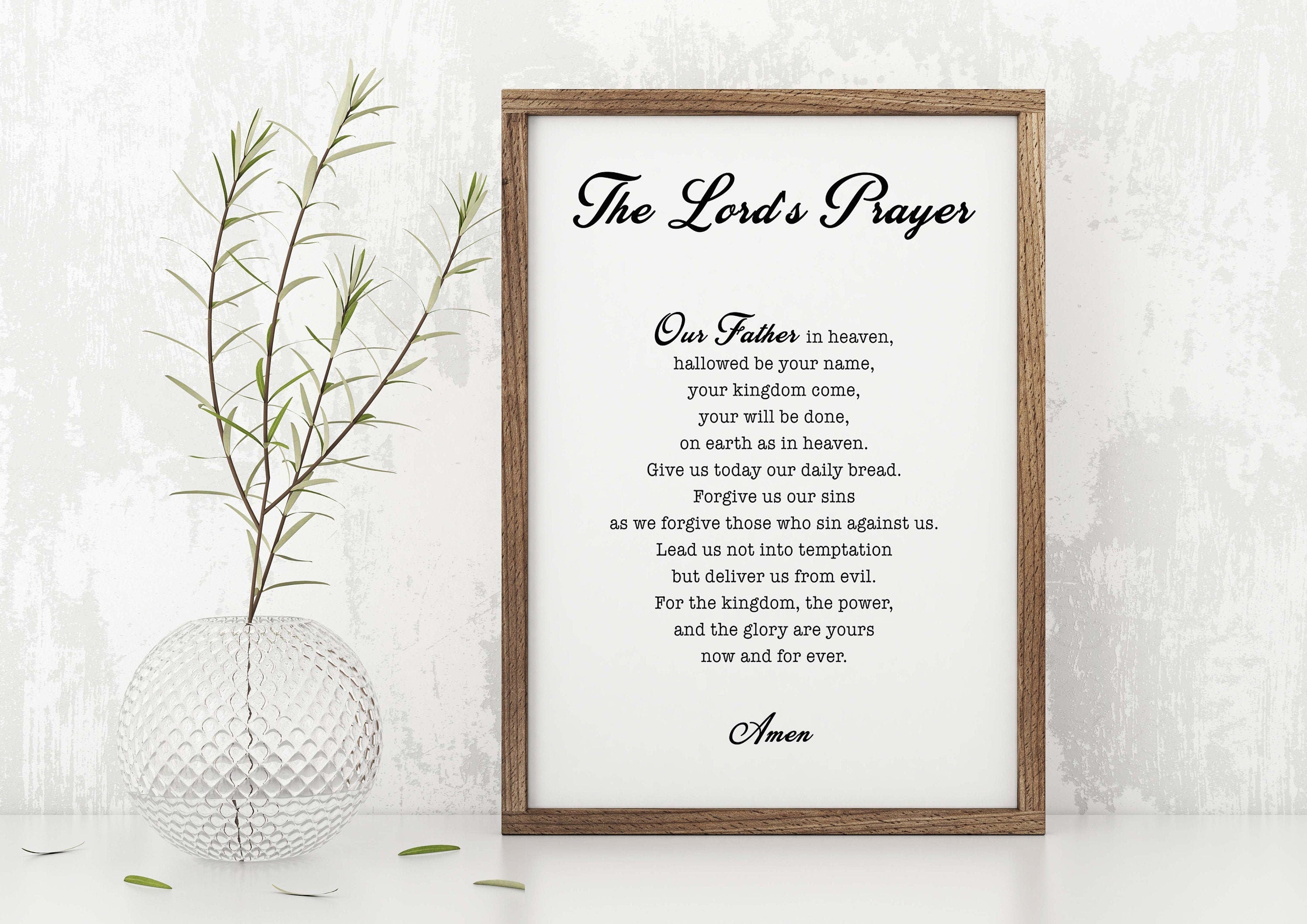 The LORD'S Prayer Unframed Quote Print in Black & White, Our Father Prayer Christian Wall Art