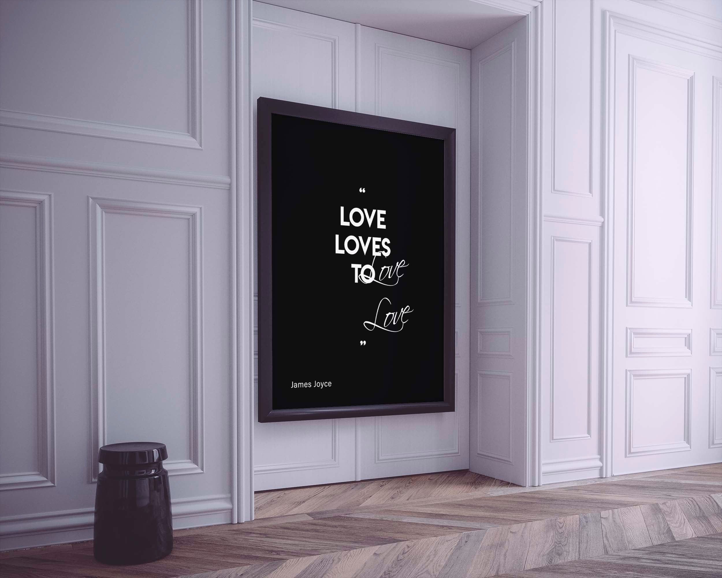 Love Loves to Love James Joyce Quote Wall Art Prints, Unframed Ulysses Wall Decor in Black and White