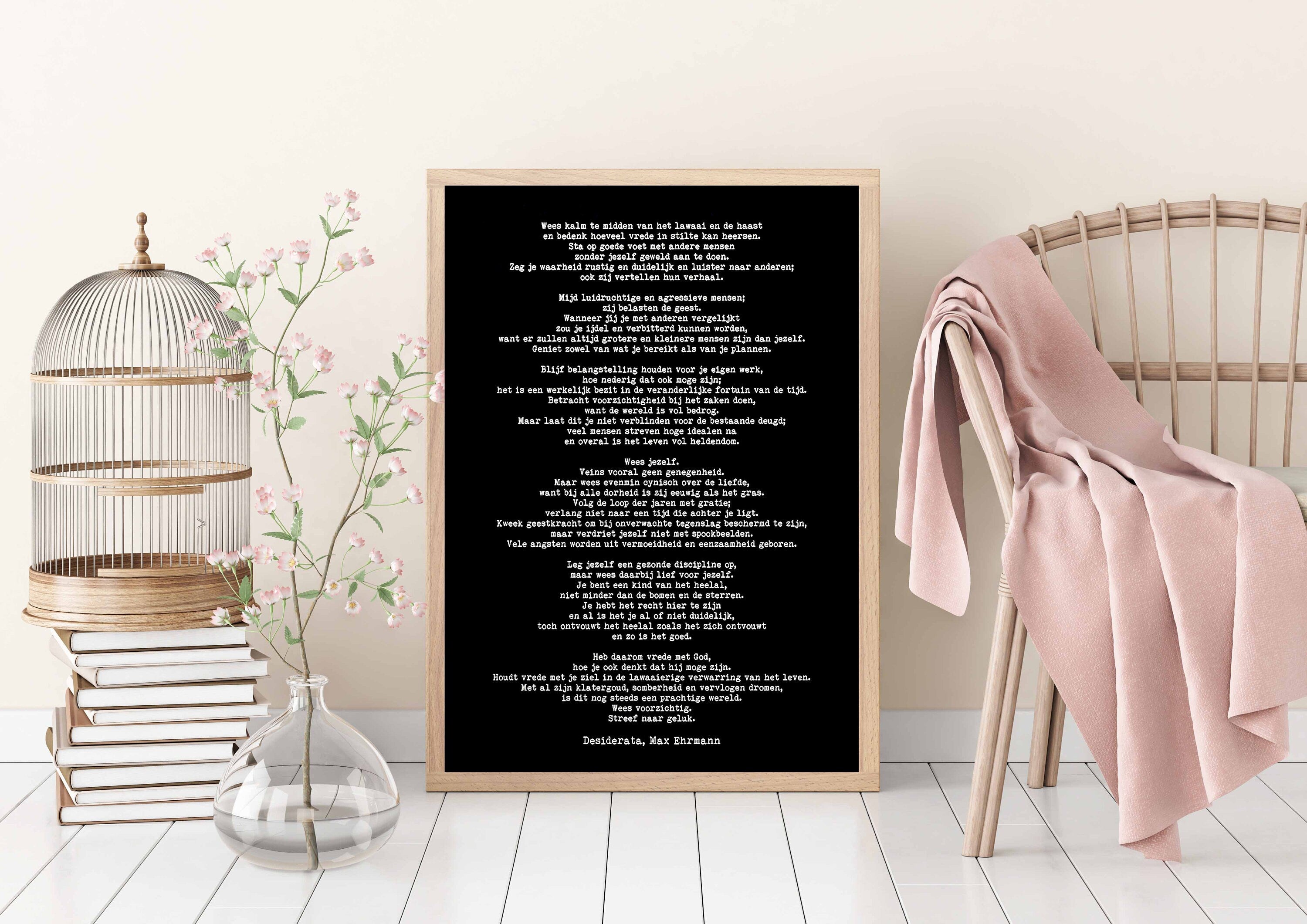 Dutch Desiderata Print, Unframed Minimalist Poster