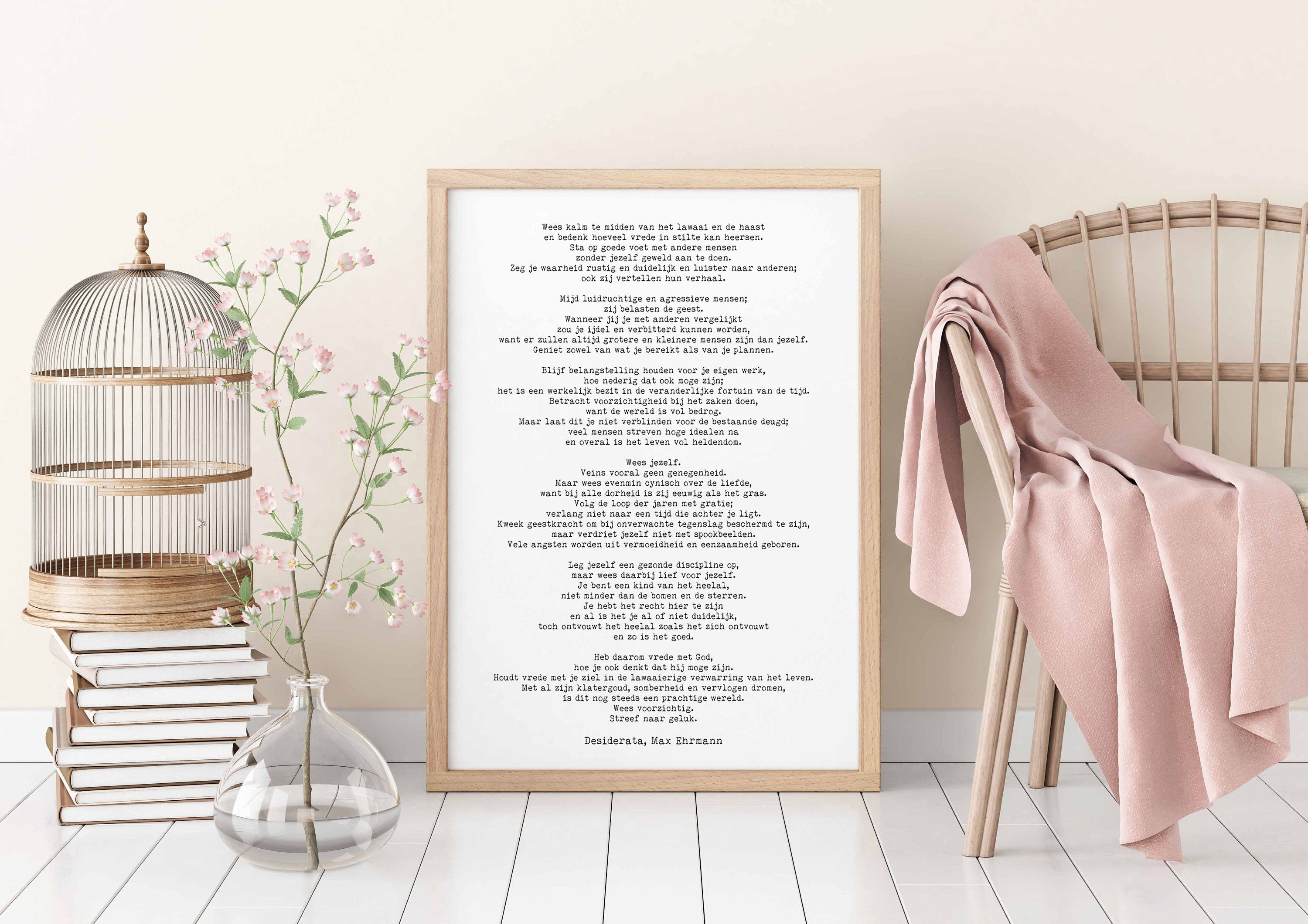 Dutch Desiderata Print, Unframed Minimalist Poster