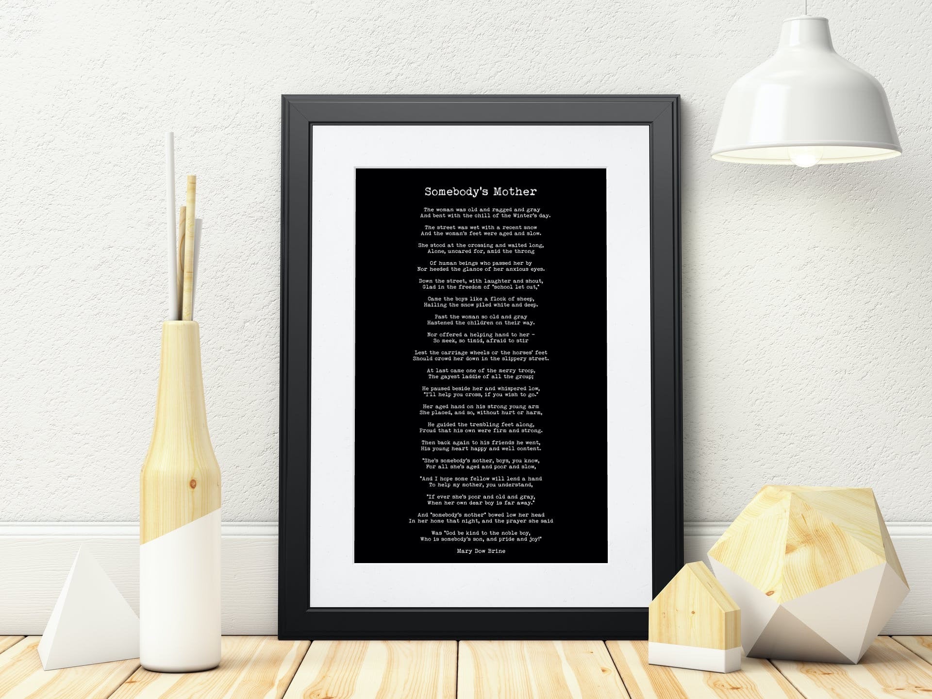 Somebody's Mother Mary Dow Brine Poem Wall Art Print in Black & White, Unframed and Framed Art