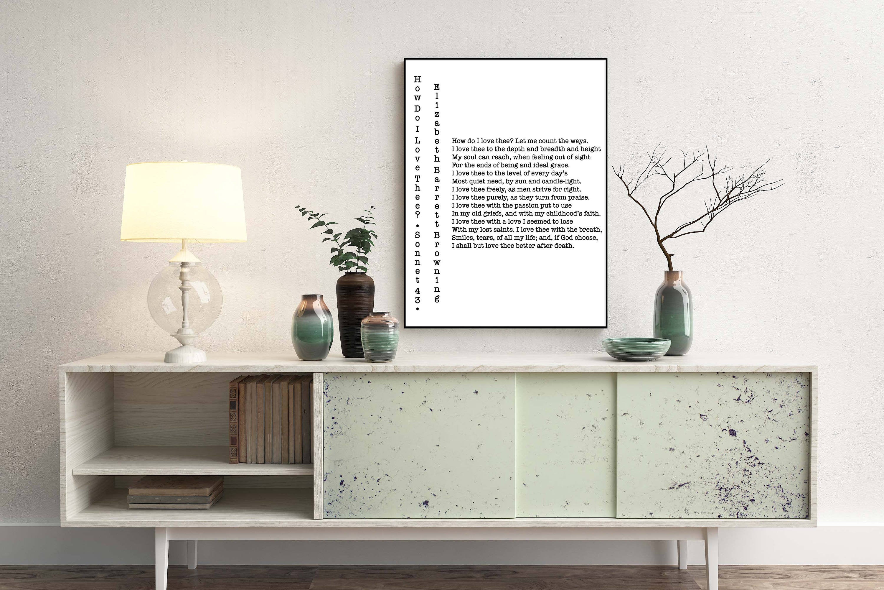 How Do I Love Thee Elizabeth Barrett Browning Unframed Wall Art Prints in Black & White, Sonnets from the Portuguese 43