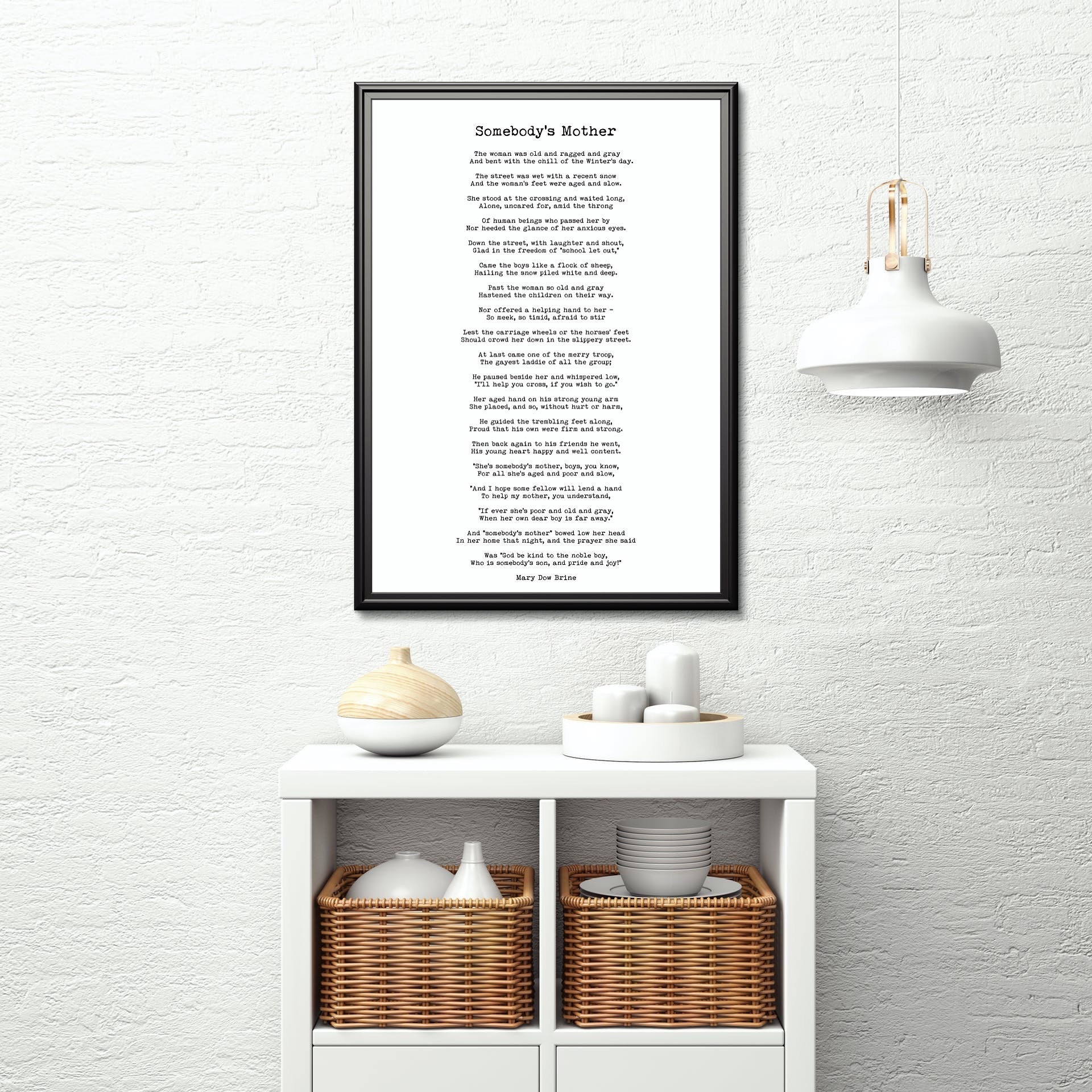 Somebody's Mother Mary Dow Brine Poem Wall Art Print in Black & White, Unframed and Framed Art
