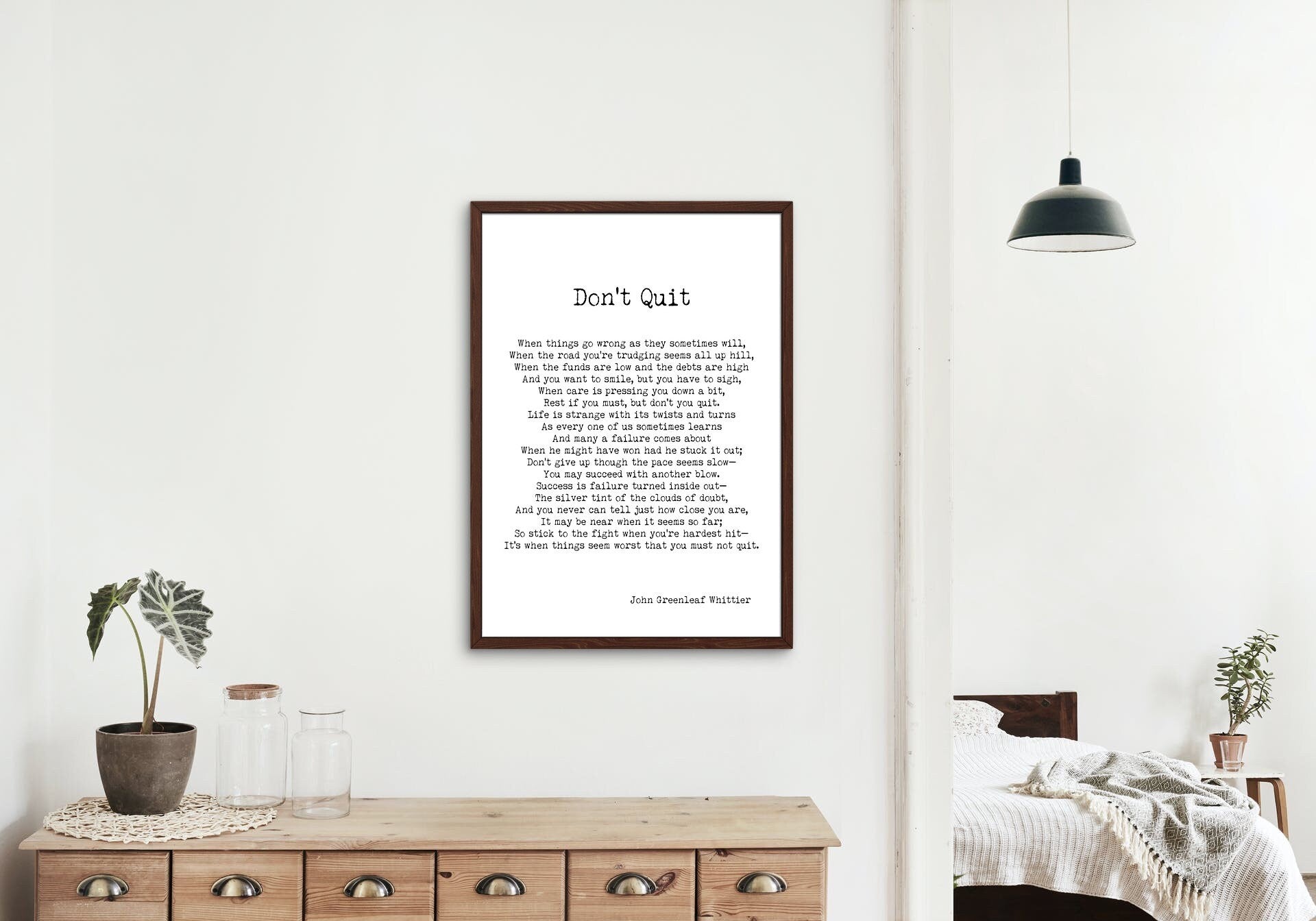 Don't Quit John Greenleaf Whittier Poem Unframed and Framed Inspirational Wall Art Prints in Black & White