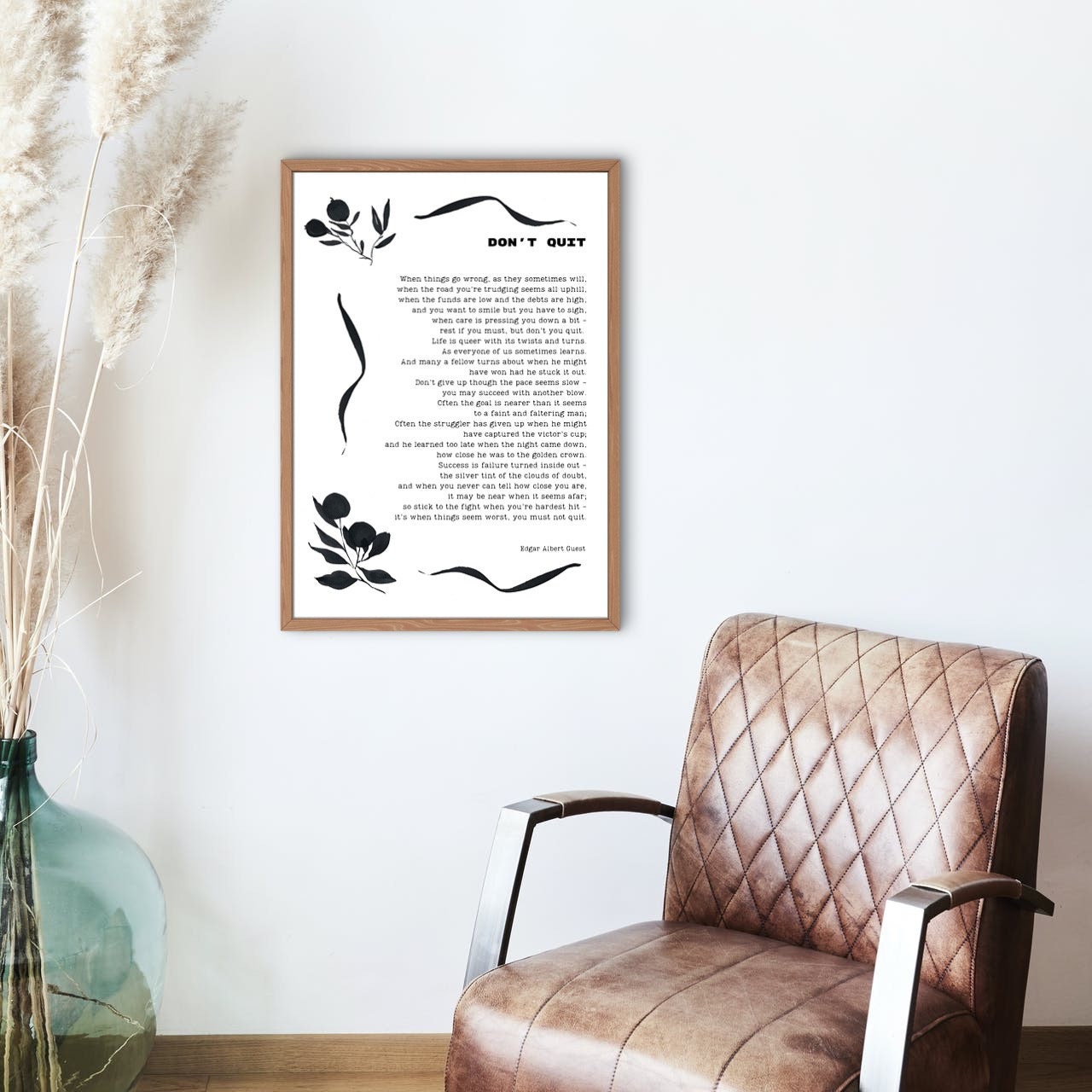 Don't Quit Edgar Albert Guest Inspirational Wall Art Print, Unframed Black & White Art