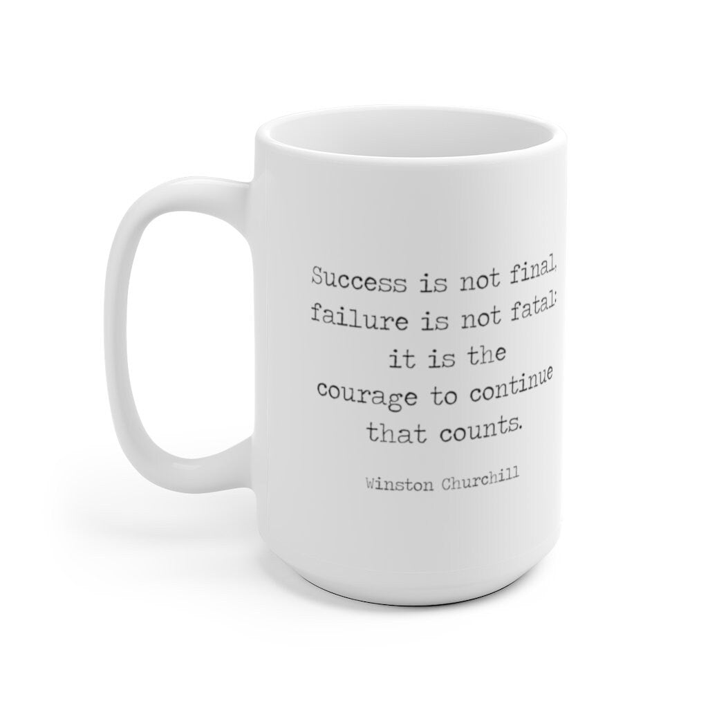 Winston Churchill Success Quote White Ceramic Coffee Mug