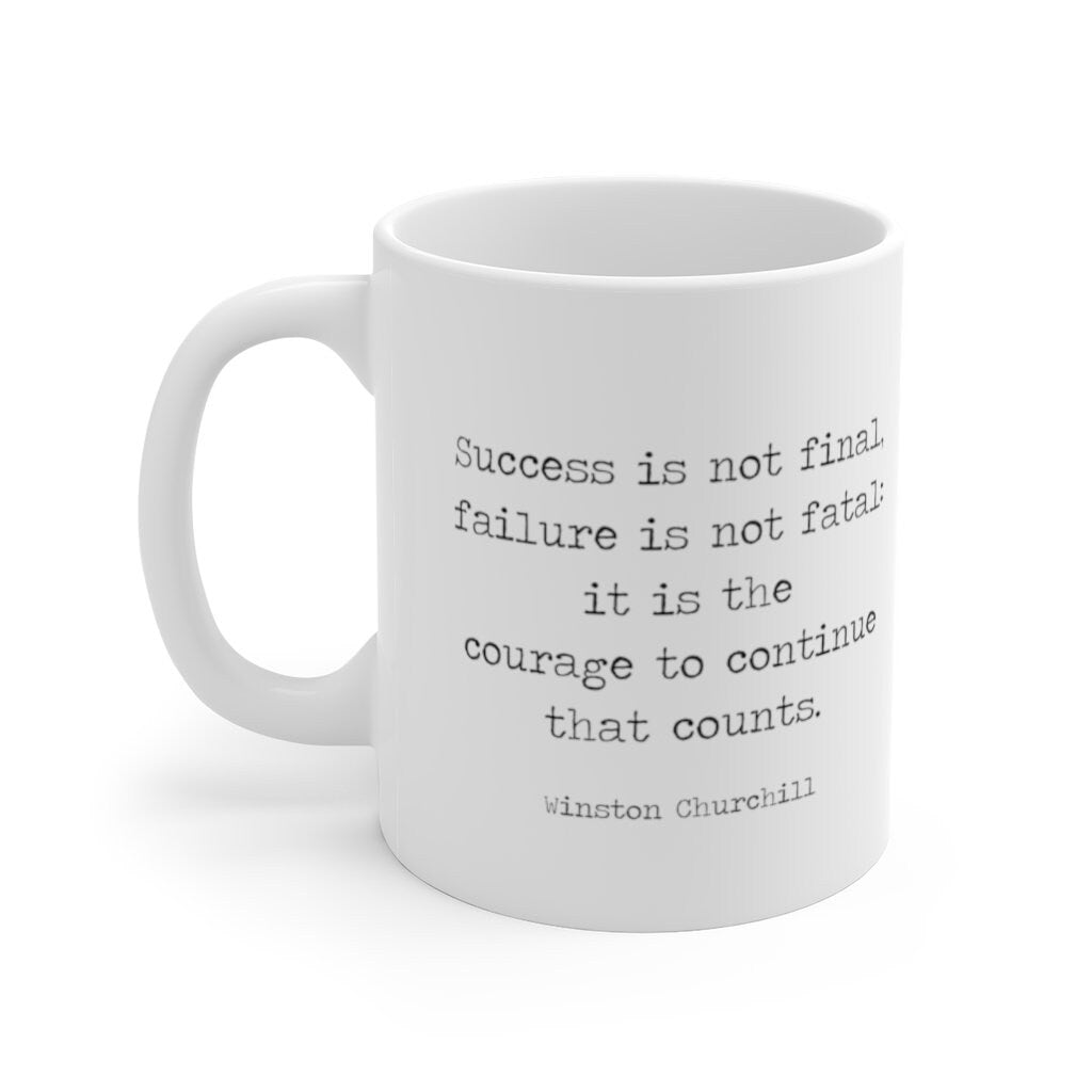 Winston Churchill Success Quote White Ceramic Coffee Mug