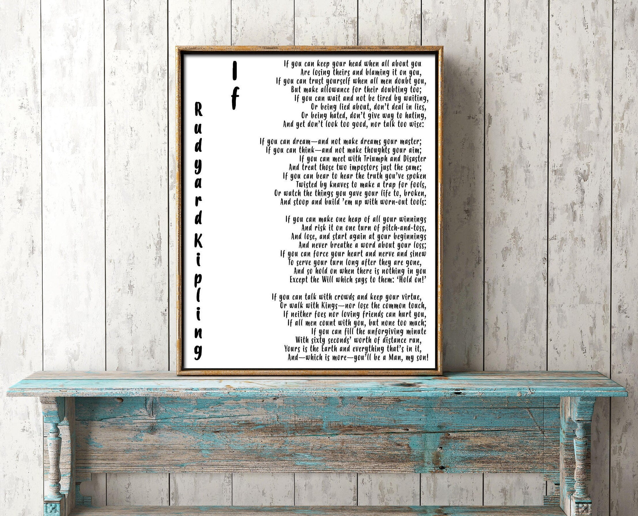 If Rudyard Kipling Wall Art Prints, Unframed Black & White Art for Wall Decor