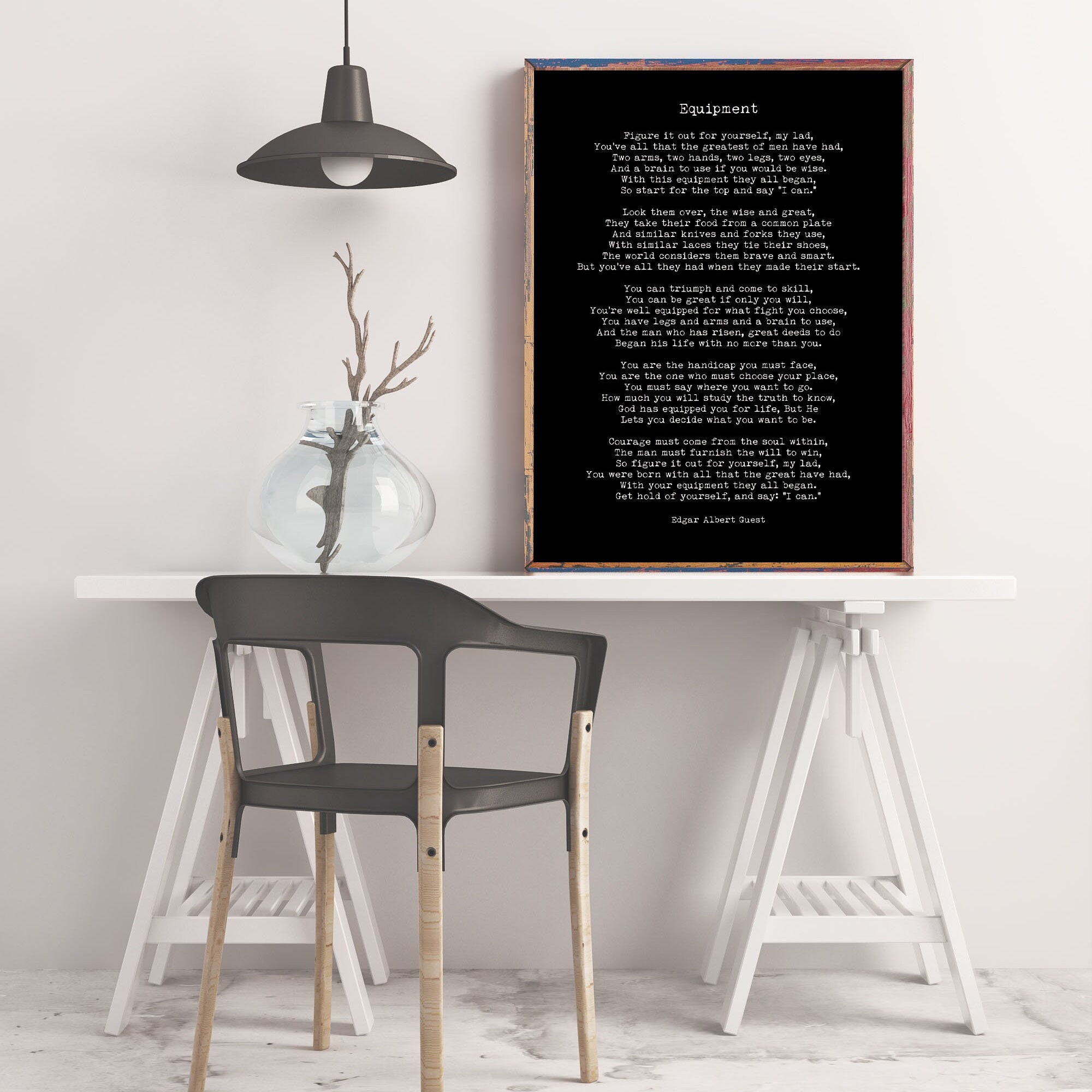 Equipment Edgar Albert Guest Poem, Black & White Poetry Wall Art Prints, Motivational Wall decor