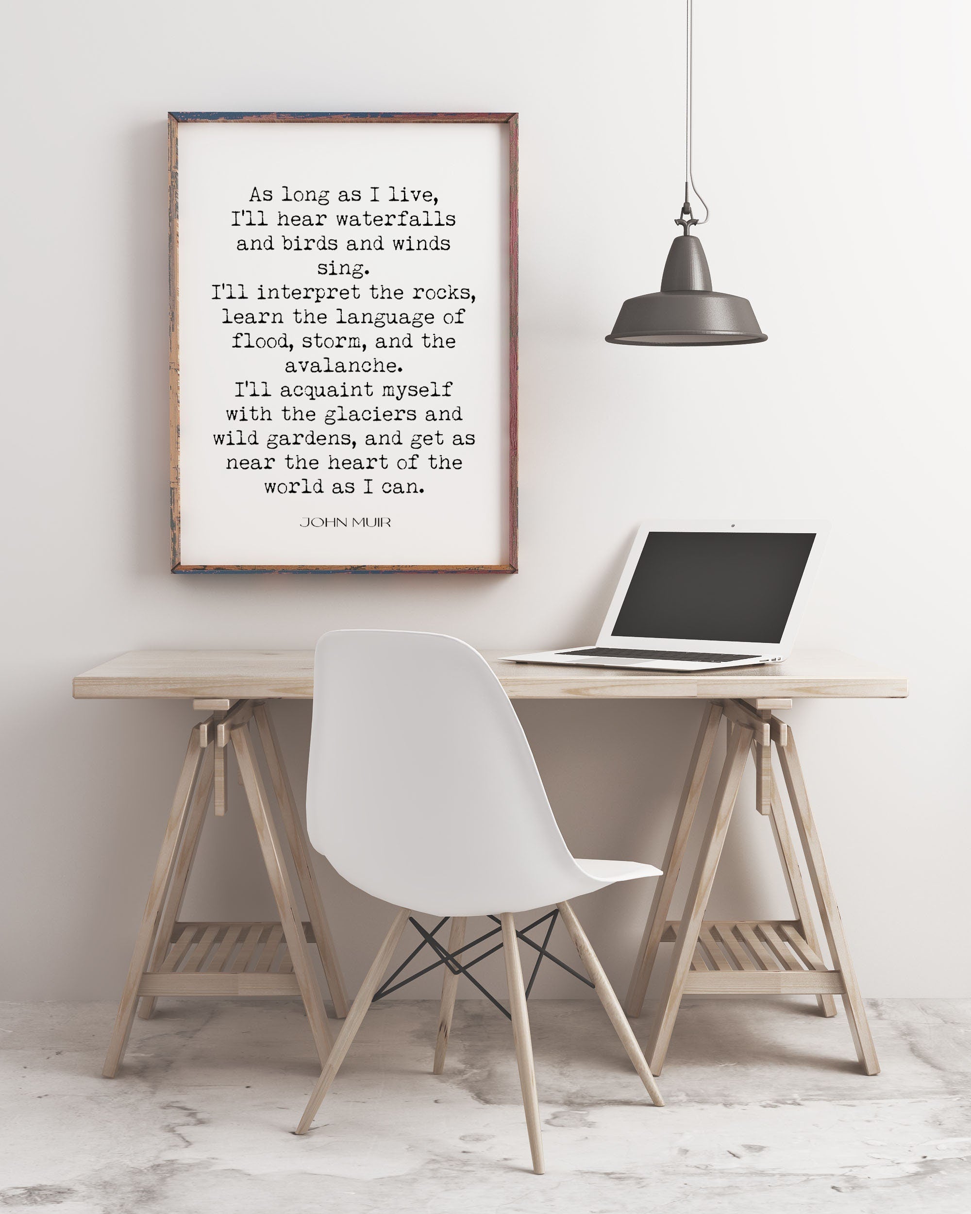 As Long As I Live John Muir unframed Quote Print in Black & White, Inspirational Gift for Nature Lovers