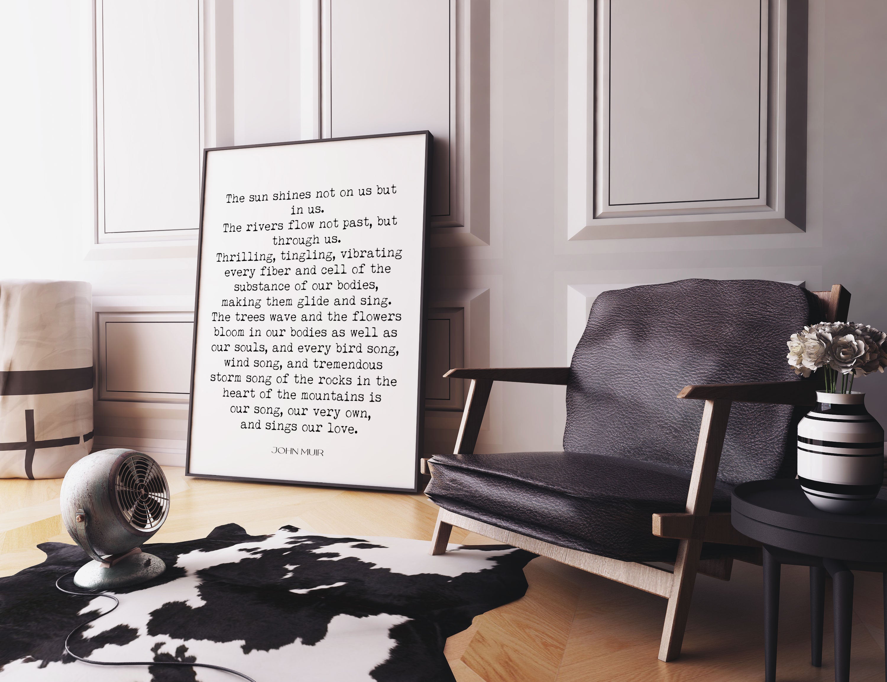 The Sun Shines John Muir Mountains Unframed and Framed Art Quote Print in Black & White, Inspirational Gift for Nature Lovers